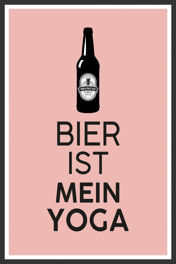 queence Metallbild "Bier Yoga" Getränke  Schriftzug  Sprüche  Sprüche & Texte 1 Stk. tlg. Stahlschild, Blechschild, Sprüche, Texte, witzig, Bier