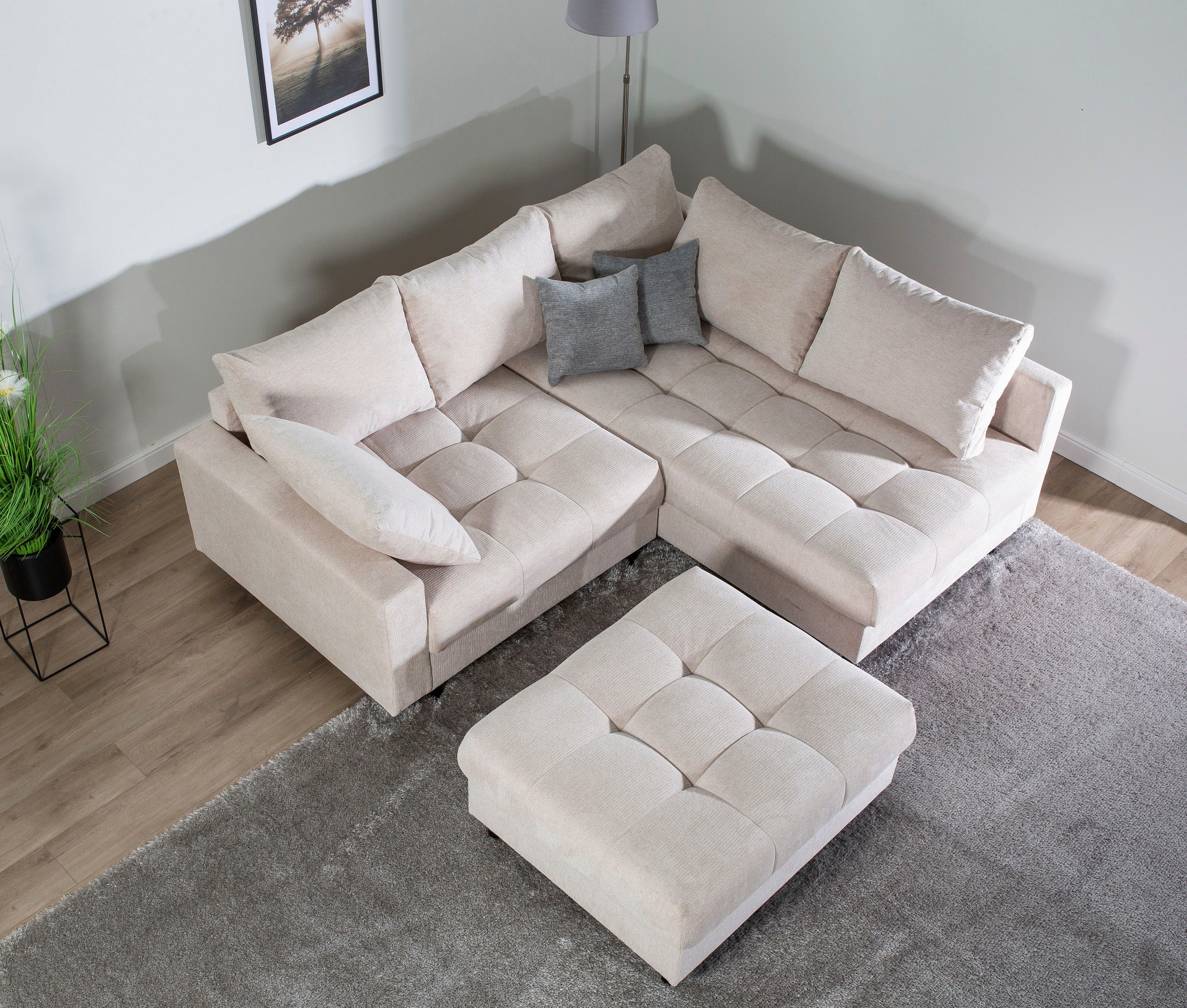 Home affaire Ecksofa »Toni L-Form«, Ottomane beidseitig montierbar, Federkern-Polsterung