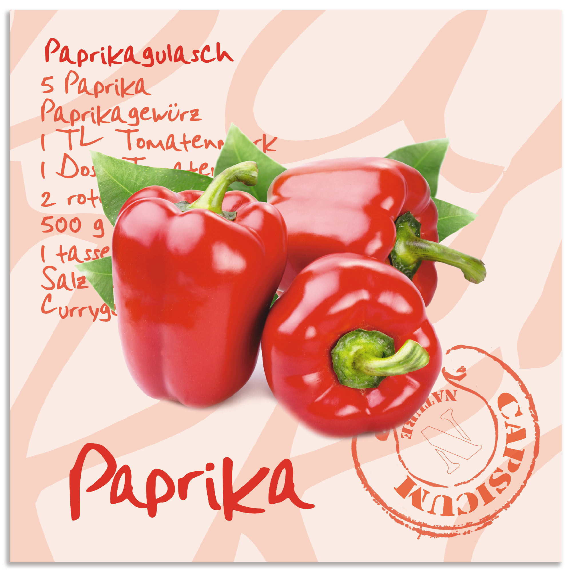 Artland "Paprika liegt auf weissen Untergrund" Lebensmittel 1 Stk. tlg. für Innen- und Aussenbereich geeignet, Outdoorbild