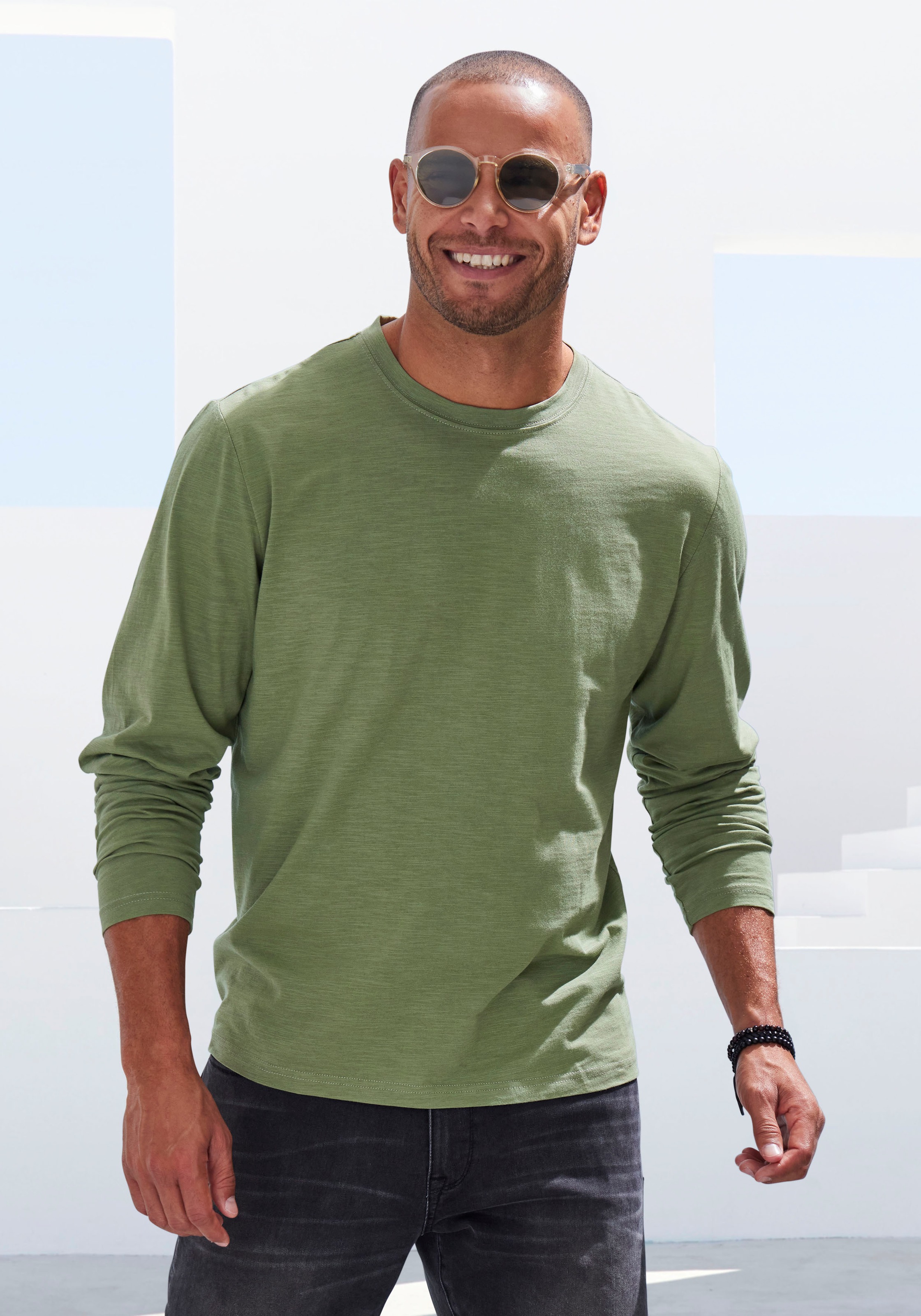 John Devin Langarmshirt, (2er-Pack), Longsleeve in hochwertiger slub-yarn Qualität