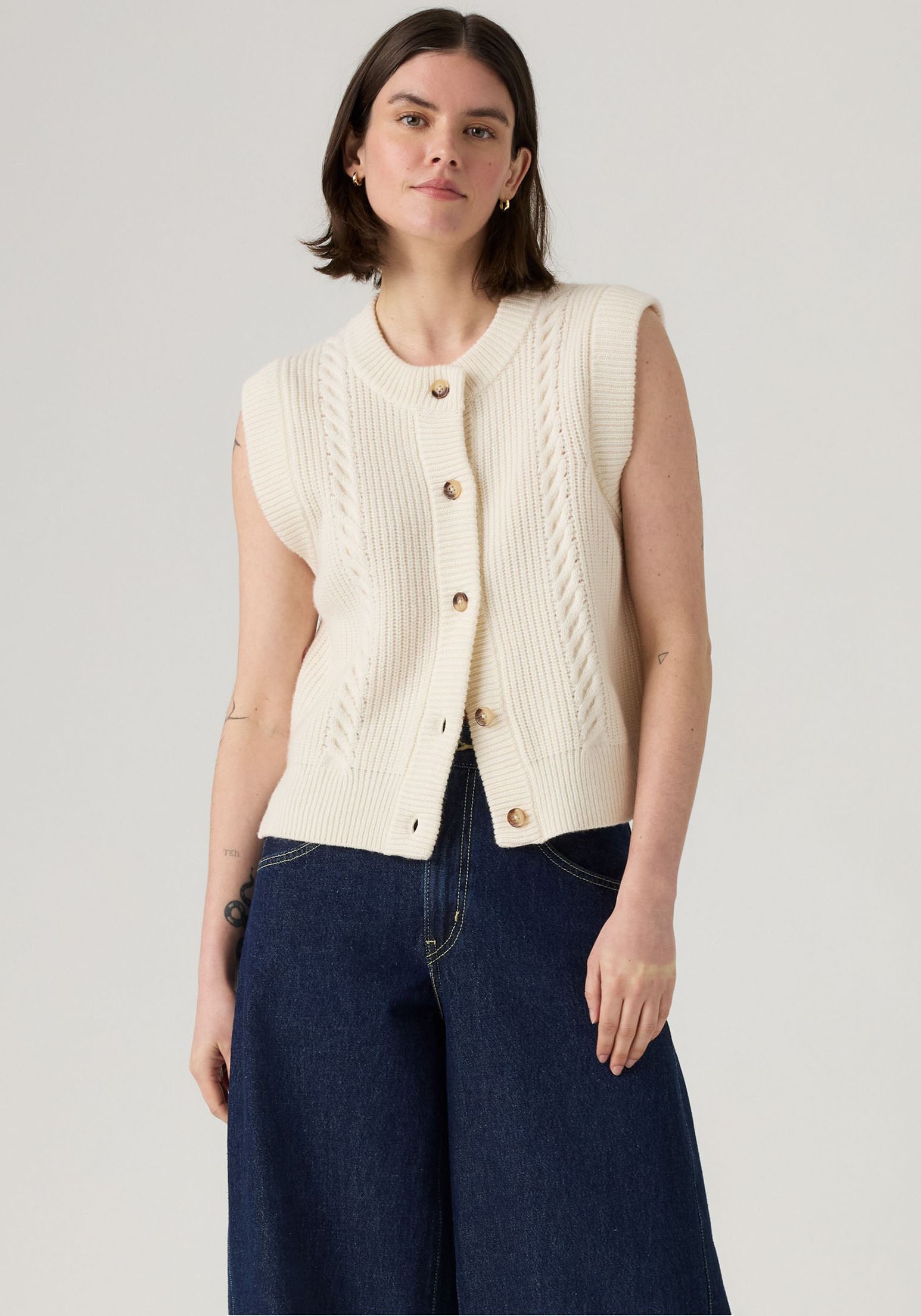 Levi's® Strickweste »INES CABLE SWEATE« Materialmix mit Wollanteil
