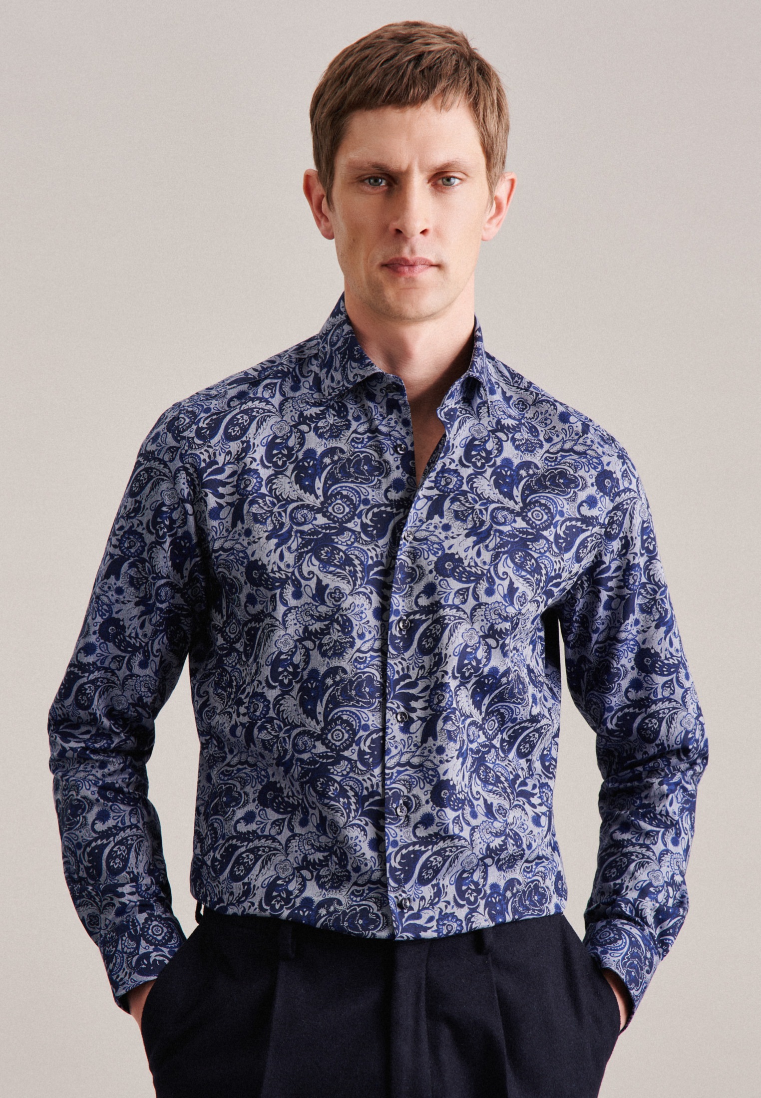 seidensticker Flanellhemd »Slim« Slim 1/1 Kentkragen Floral