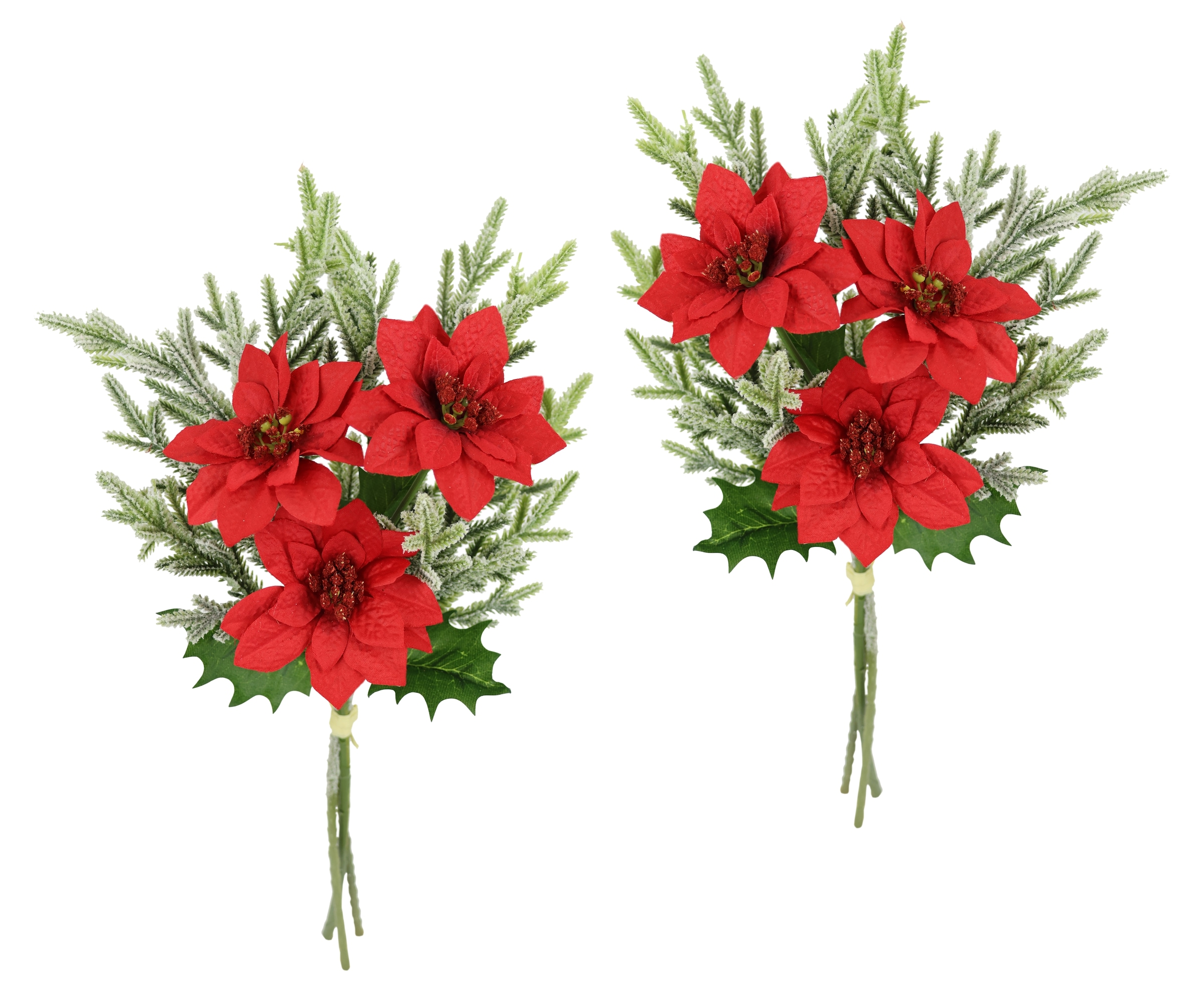 I.GE.A. Kunstblumenstrauss »Strauss Poinsettia/Tannenzweige«, 2er Set Weihnachtsdeko Weihnachtsblume Sträusse Dekoblumen Christstern
