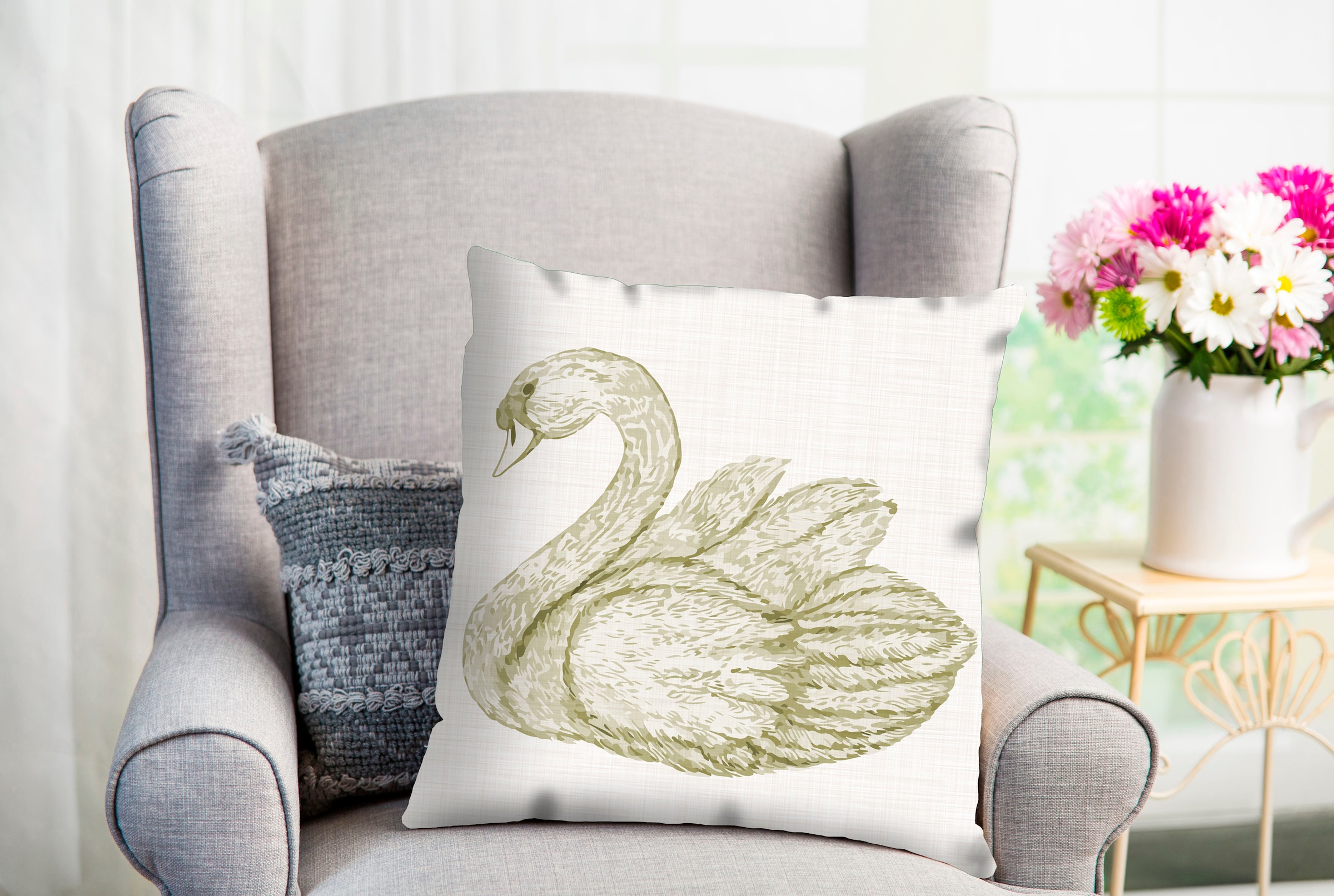 queence Kissenhülle "Farell" Schwan