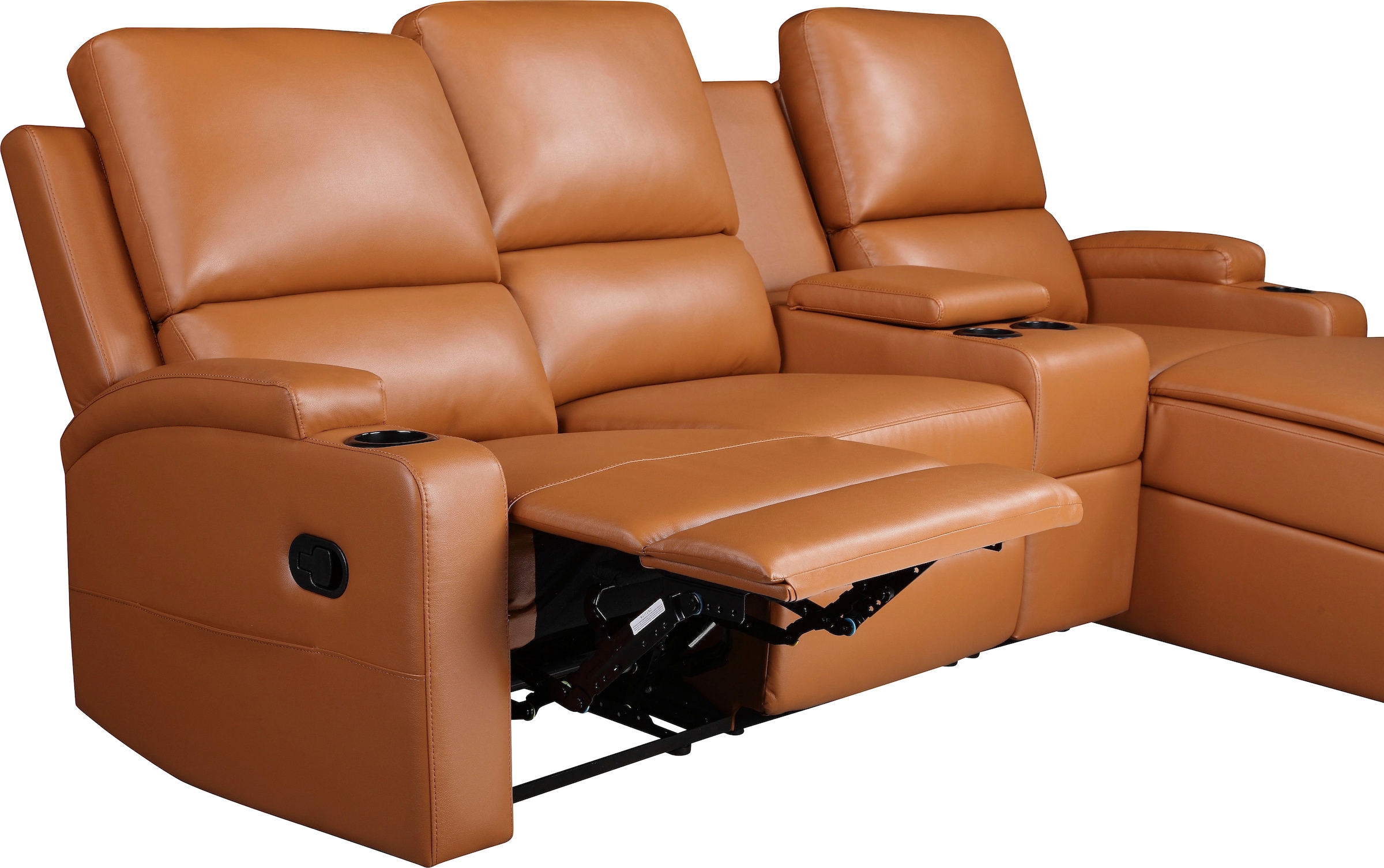 Home affaire Ecksofa »NAPORI Multimediasofa, 3er Kinosessel XXL, L-Form, 3 Bezugsstoffe«, Kinosofa mit Relaxfunktion, Getränkehalter, Staufach und Staukasten