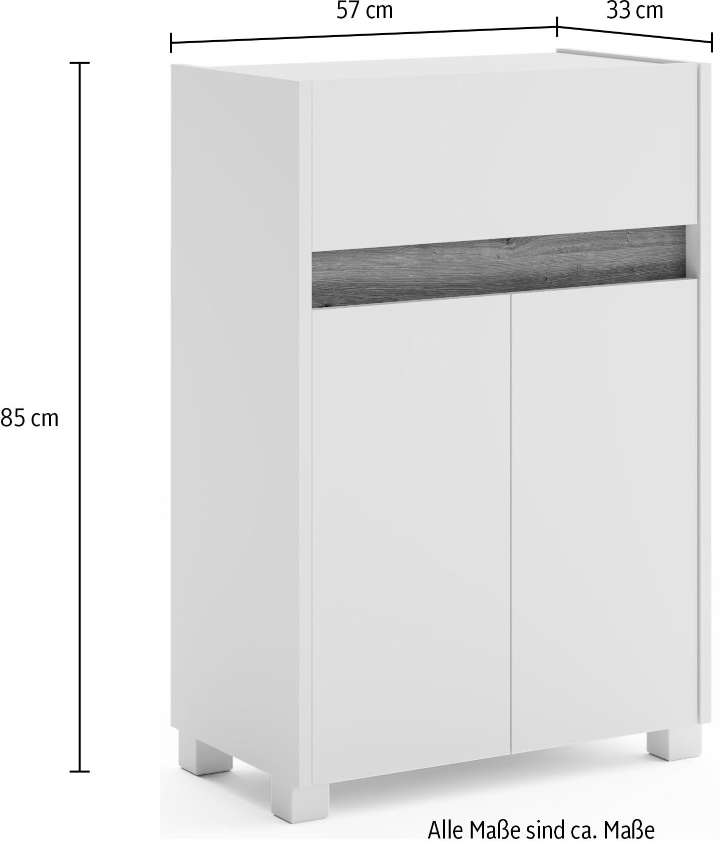 Schildmeyer Midischrank »Cosmo, Breite 56 cm«, Grifflose Türöffnung, Traverse im Wildeiche-Dekor