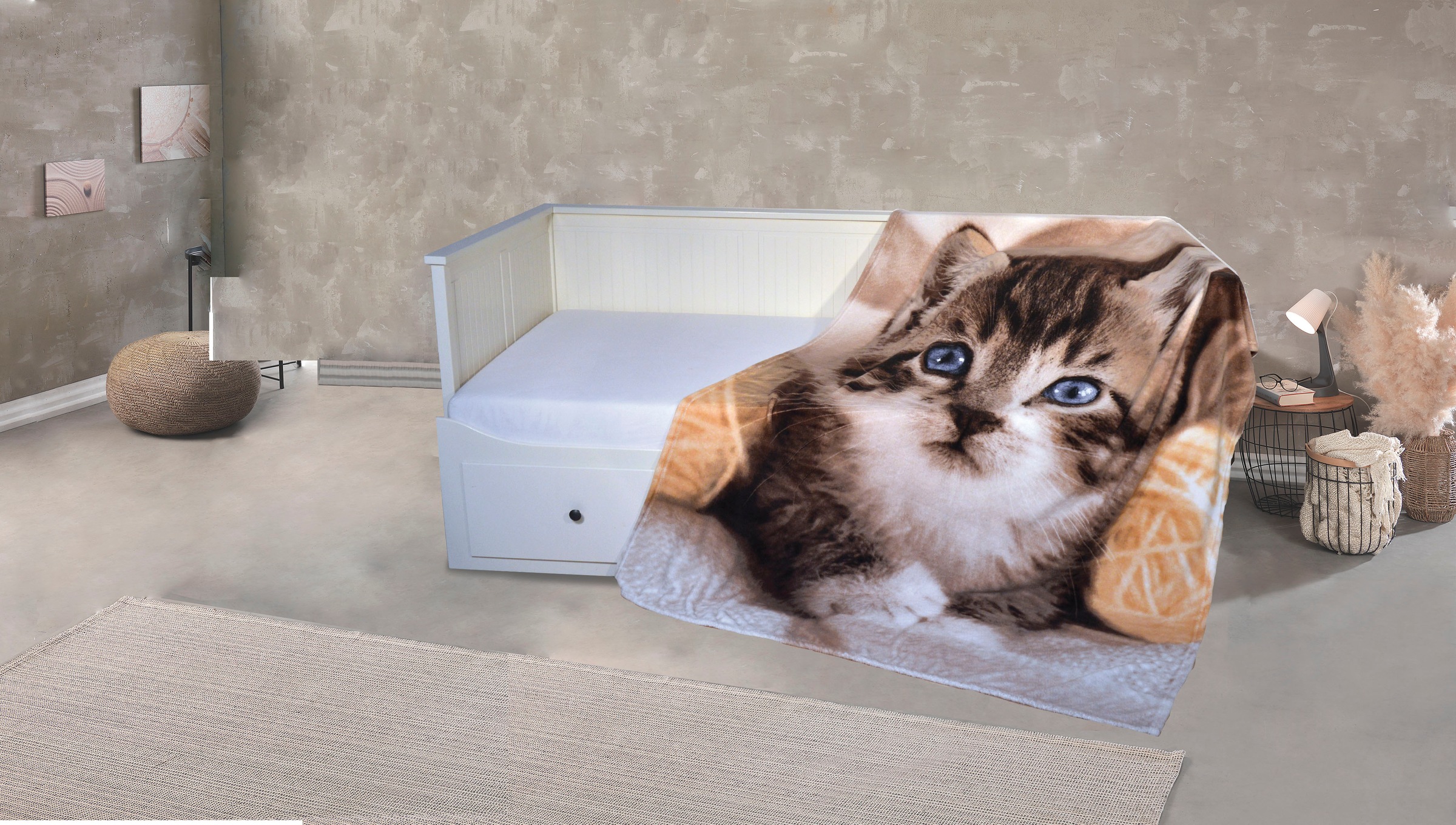 KiNZLER Wohndecke "Mikrofaser Fotodruck "Katze"" Kuscheldecke, bedruckt, 150x200 cm