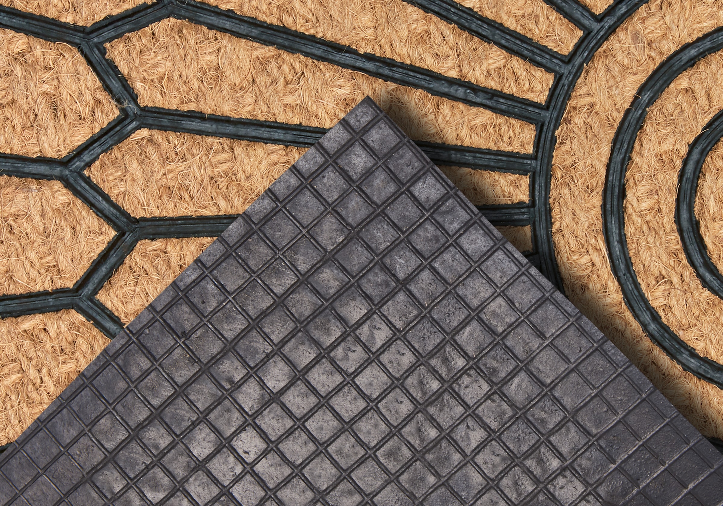 HANSE Home Fussmatte »Mix Mats Gummi-Kokos Halbrund Geometric Ornament, Türmatte«, halbrund, 15 mm Höhe, Kokos, Gummi, Schmutzfangmatte, Outdoor, Rutschfest, Innen, Kokosmatte