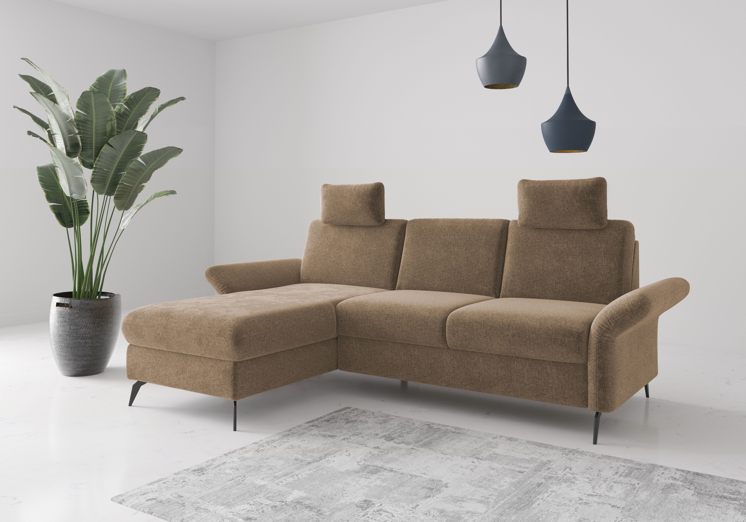 Home affaire Ecksofa "Rochelle" wahlweise mit Bettfunktion, Bettkasten und Armteilverstellung