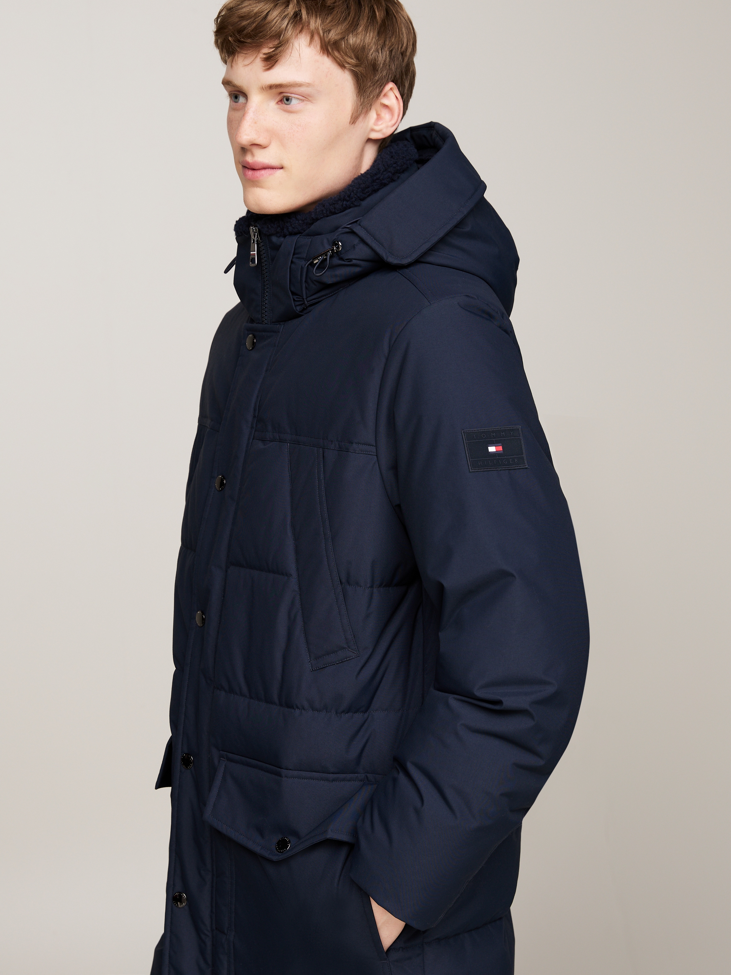 Tommy Hilfiger Parka »ROCKIE UTILITY PARKA«, mit Kapuze, hoch geschlossen, Stehakragen mit Fellimitat