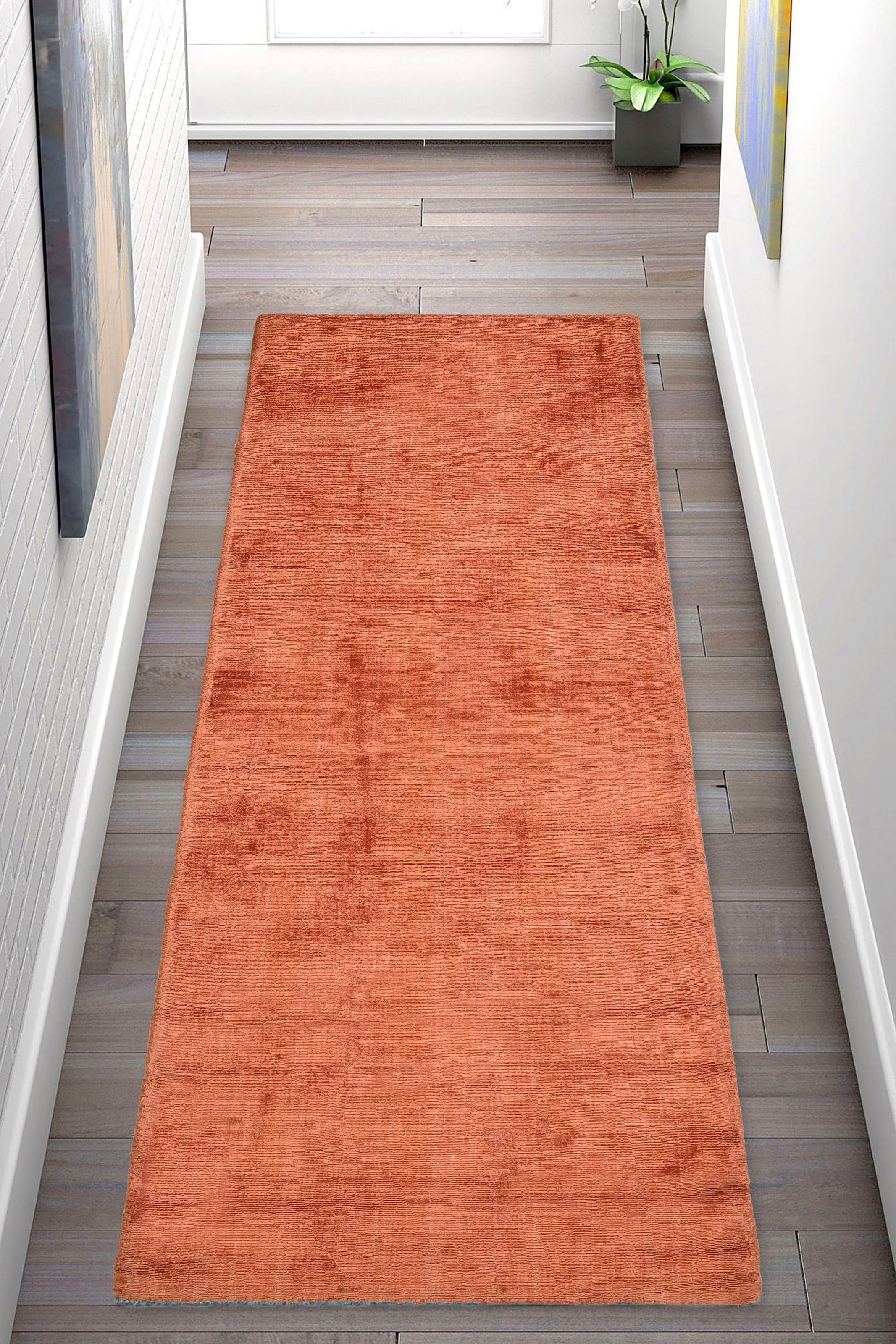 my home Läufer »Shirley, handgewebter Viskose-Teppich, farblich changierend«, rechteckig, 12 mm Höhe, Läufer, Brücke, Handweb Teppich, Wohnzimmer, Flur