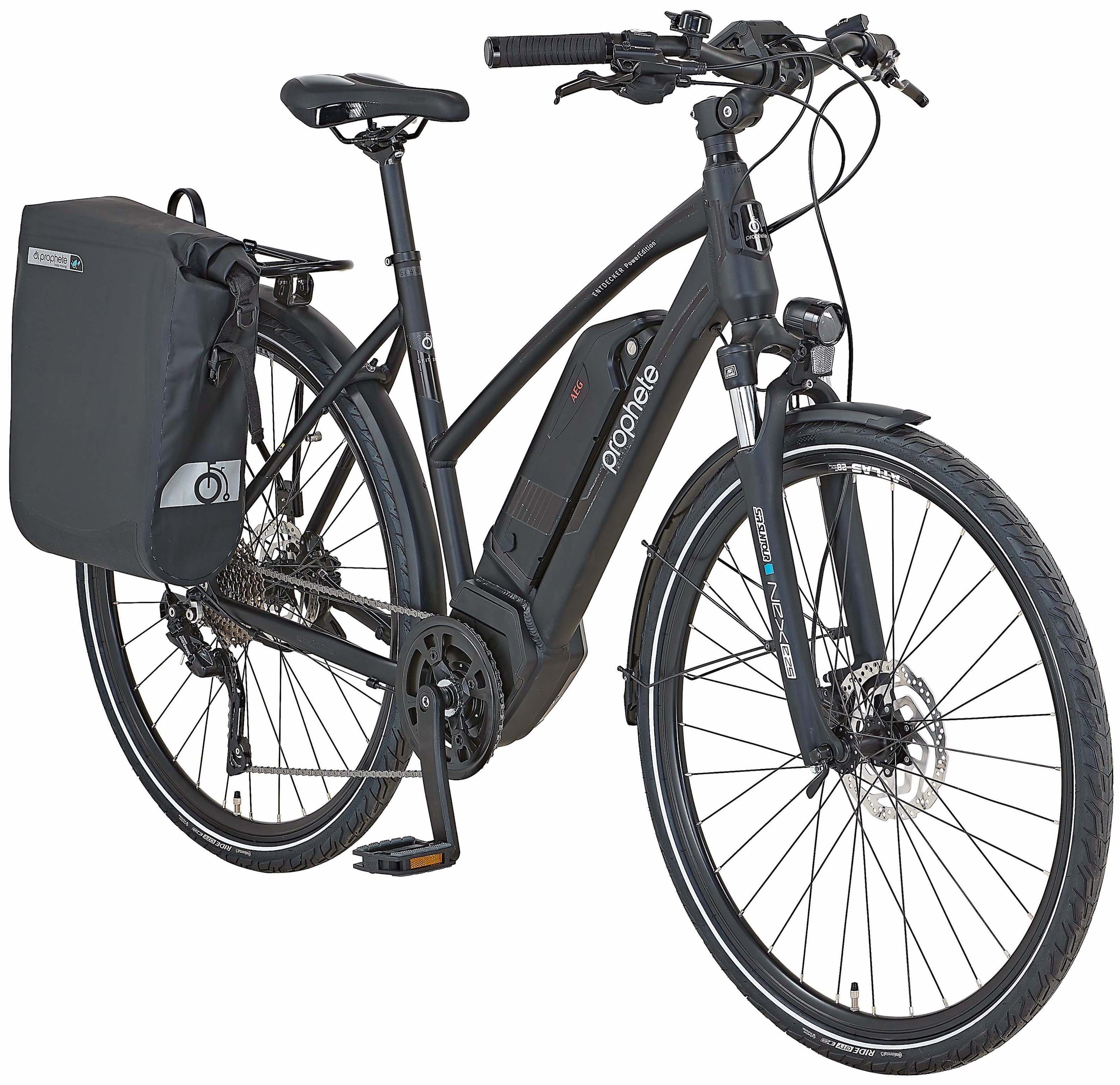 Prophete E-Bike »Entdecker PowerEdition«, 10 Gang, Shimano, Deore, Mittelmotor 250 W, (mit Seitentasche), Pedelec, Elektrofahrrad für Damen u. Herren