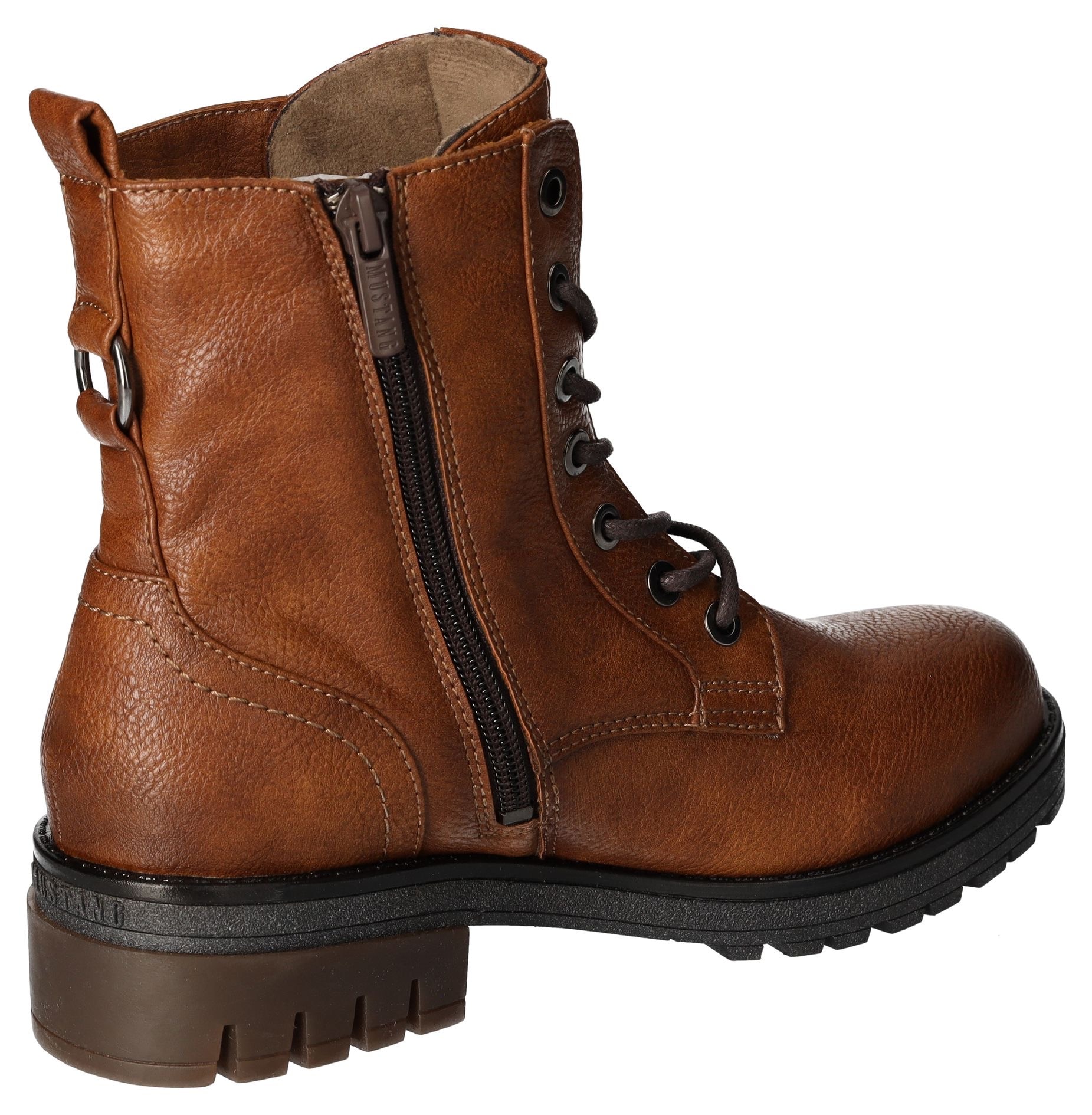 Mustang Shoes Schnürboots, Schnürstiefelette, Blockabsatz, mit Reissverschluss