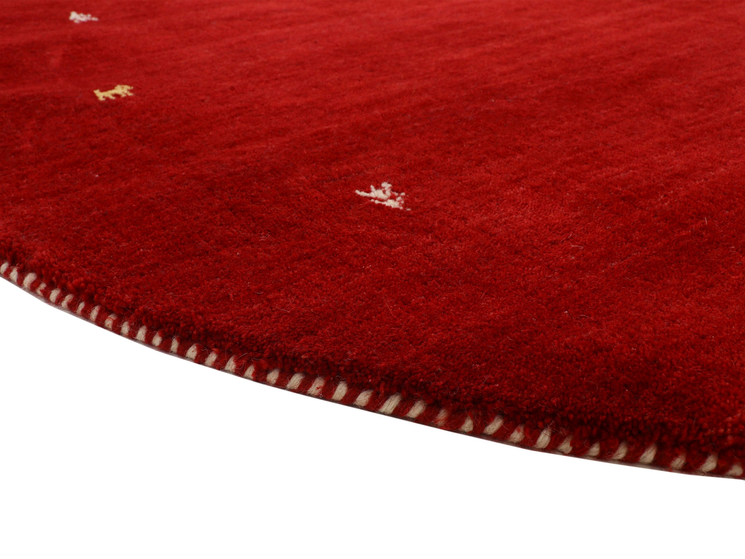 carpetfine Wollteppich »Gabbeh Uni«, rund, 15 mm Höhe, reine Wolle handgewebt, Gabbeh Tiermotiv warmes Raumklima viele Grössen