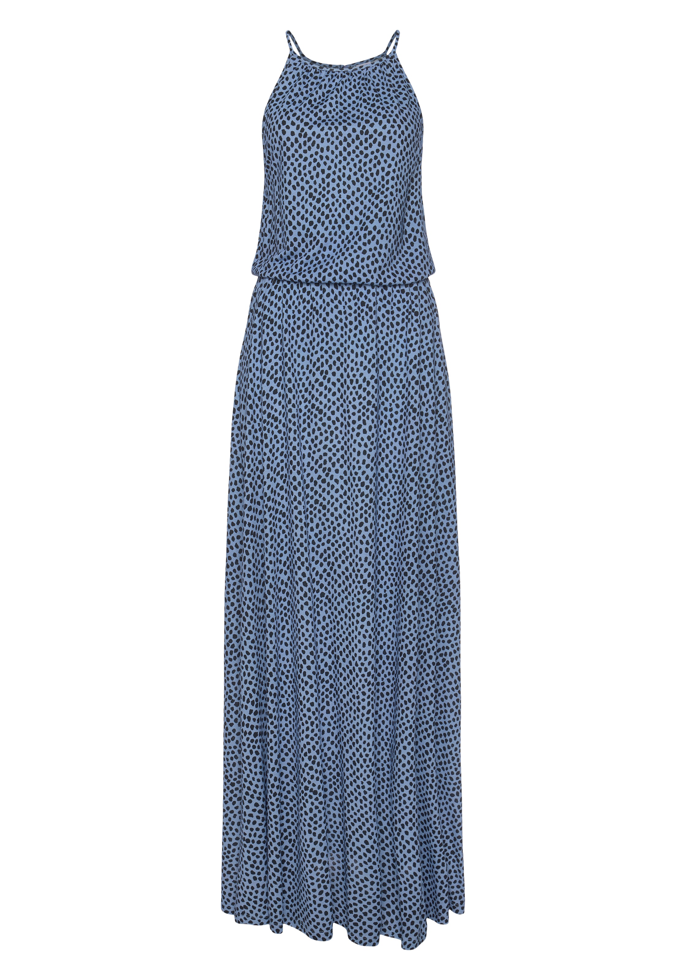 LASCANA Maxikleid "mit Alloverdruck im Pünktchendesign" Ohne Taschen luftiges Sommerkleid, Strandkleid aus Viskose, elegantes Jerseykleid