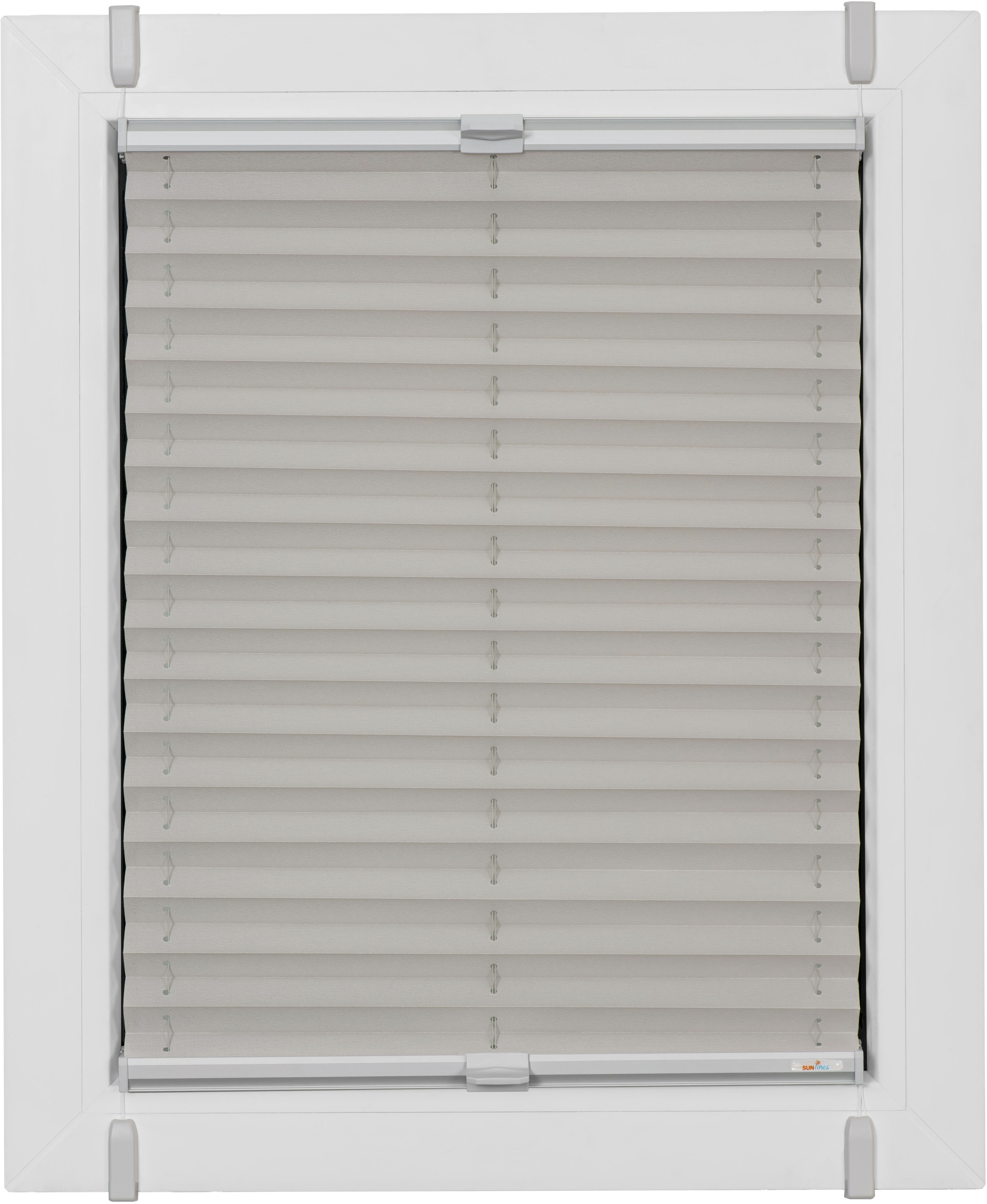 sunlines Plissee "One Size Style Crepe" blickdicht ohne Bohren verspannt Zubehörfarbe grau, zum Klemmen