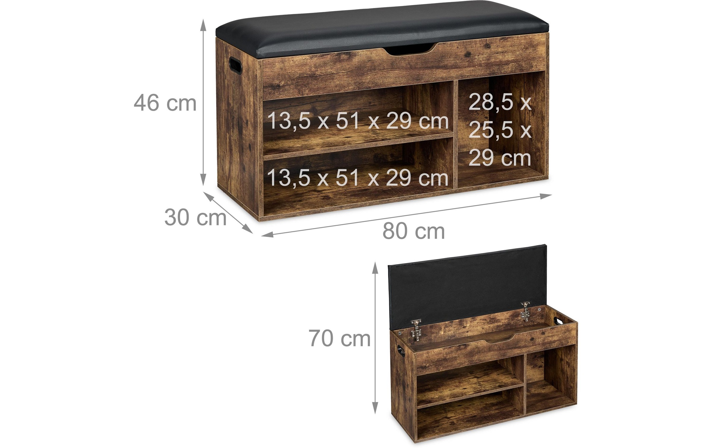 relaxdays Schuhregal »mit Sitzfläche 80 x 46 cm«