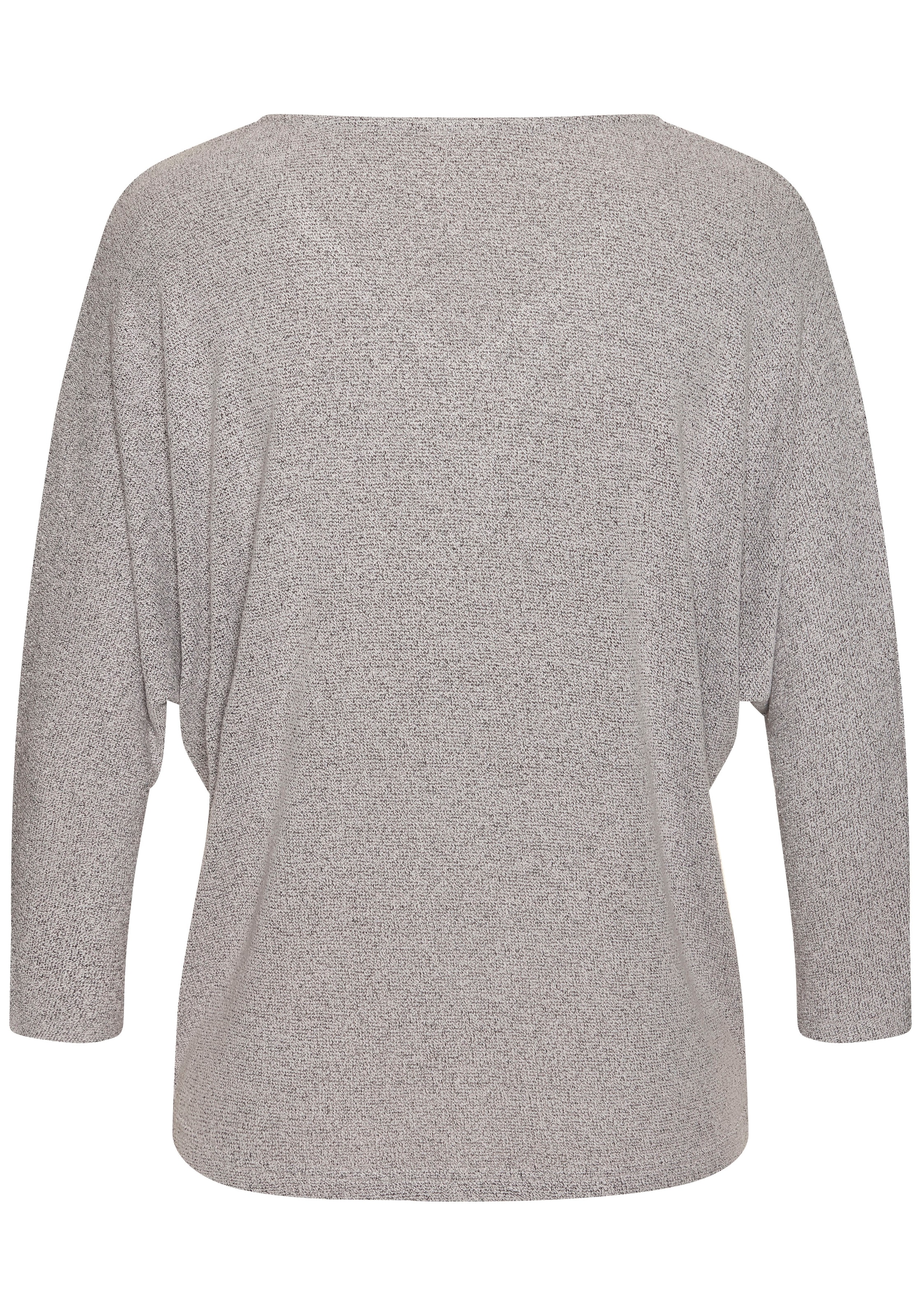 LASCANA 3/4-Arm-Shirt »mit funkelndem Strassknopf«, aus strukturierter Viskose-Qualität