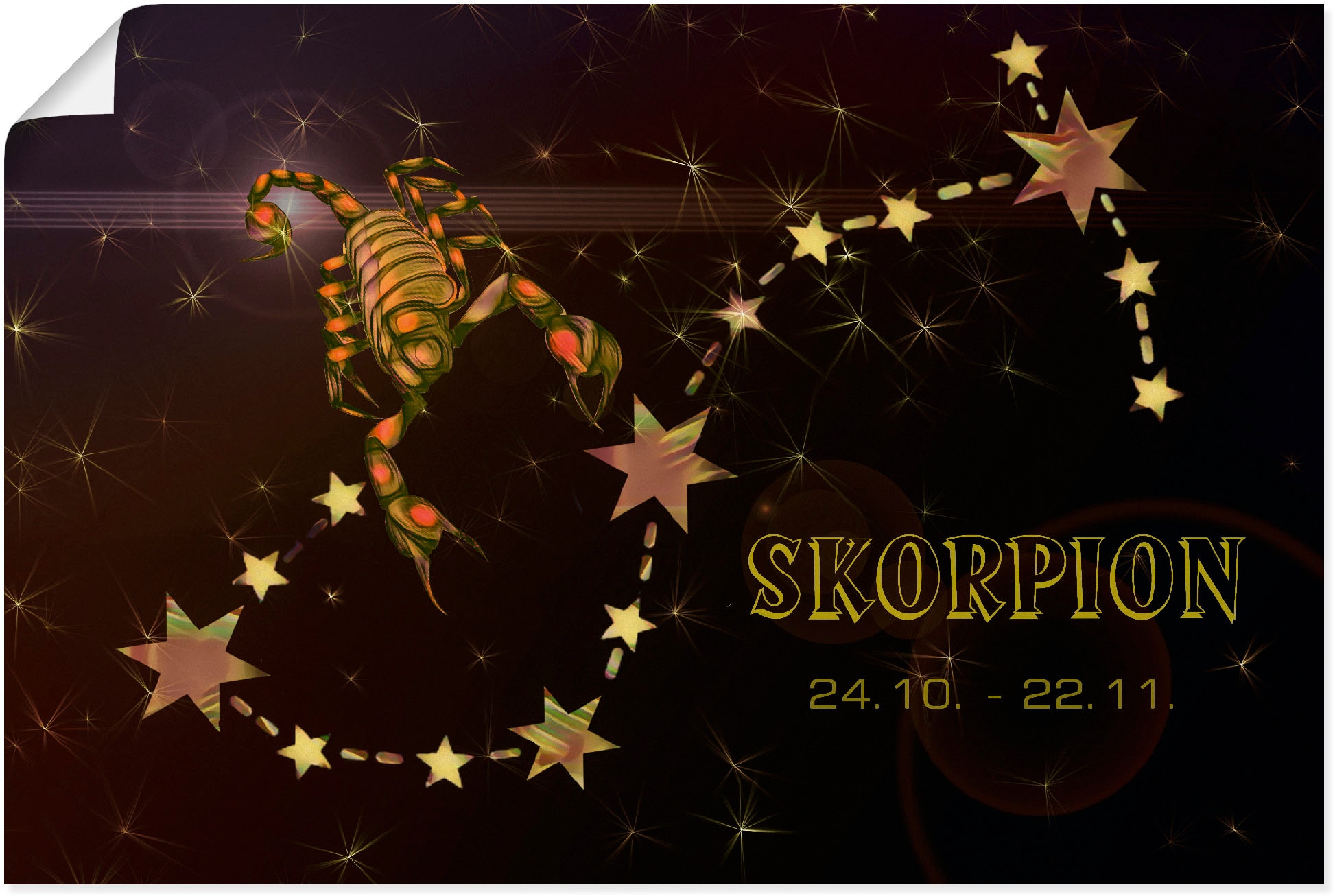 Artland Wandbild »Sternzeichen Skorpion«, (1 Grössen | versch. Jelmoli-Versand Poster Sternzeichen, oder shoppen von Wandaufkleber Alubild, - Bilder online Leinwandbild, als in St.)