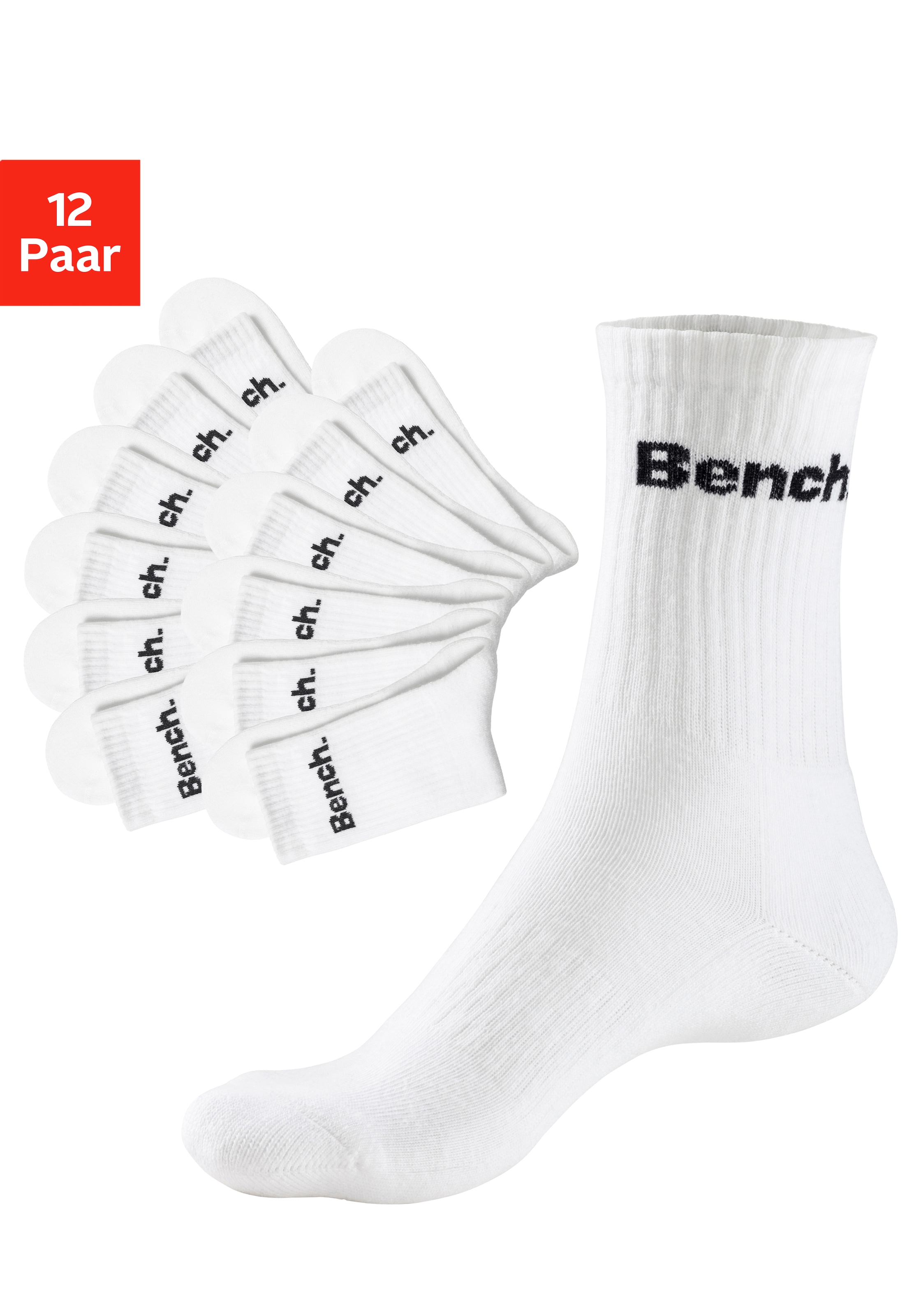 Bench. Tennissocken, (Packung, 12 Paar), mit Fuss Polsterung