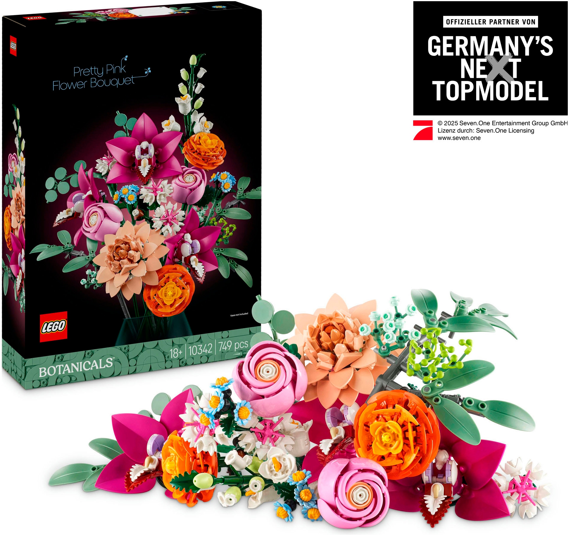 LEGO Konstruktionsspielsteine "Schöner Rosafarbener Blumenstrauss (10342), LEGO Botanicals" Made in Europe