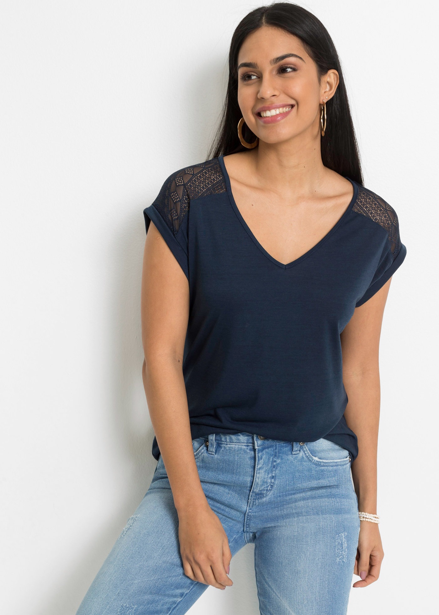 bonprix T-Shirt »Shirt aus Viskose-Mix« Shirt aus Viskose-Mix