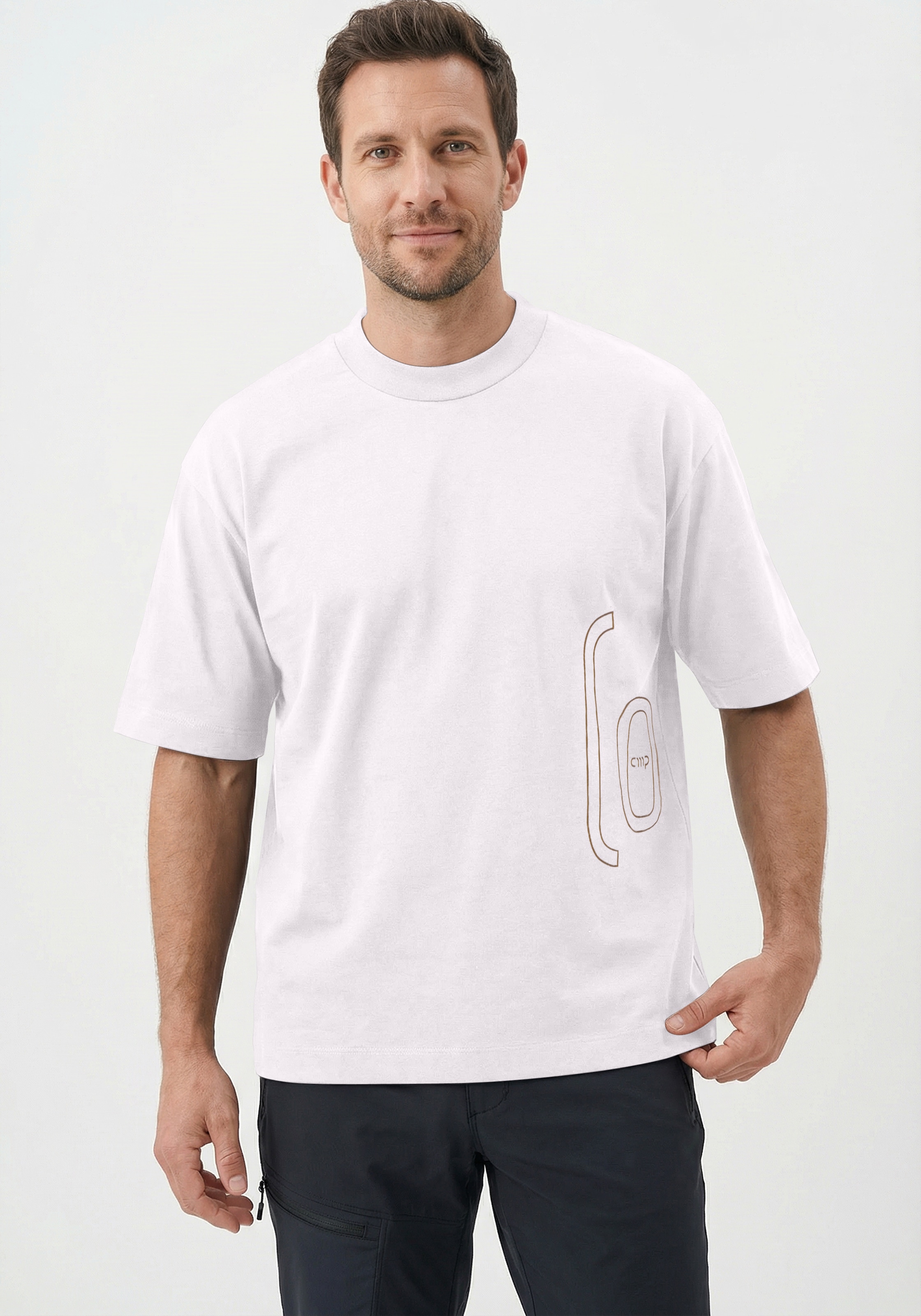 Cmp Bianco Oversize-Shirt Mit Grossem Schriftzug Vorne Seitlich Bis Auf Den Rücken