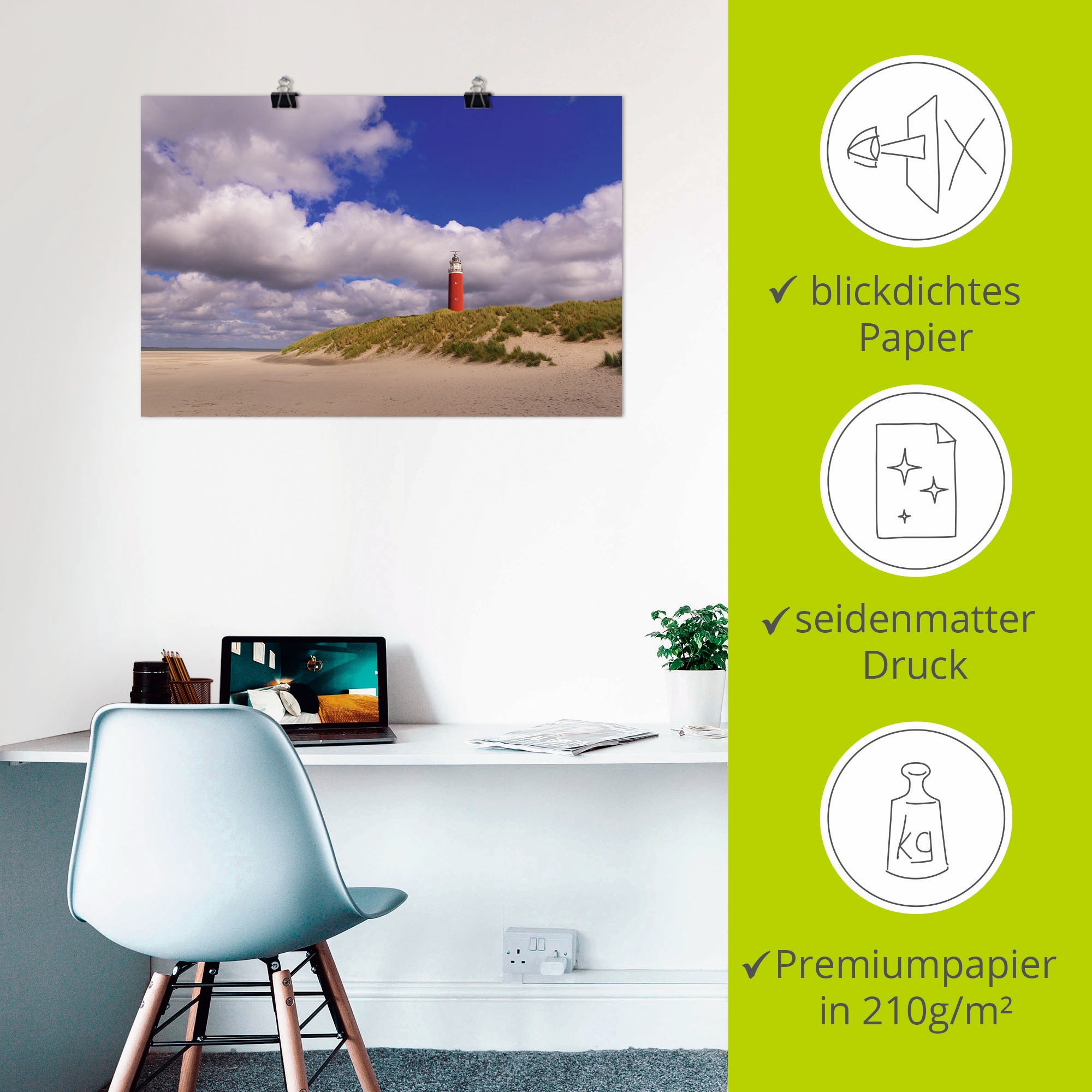Artland Wandbild »Wolkenimpression am Leuchtturm«, Küste, (1 St.), als Alubild, Outdoorbild, Poster in verschied. Grössen