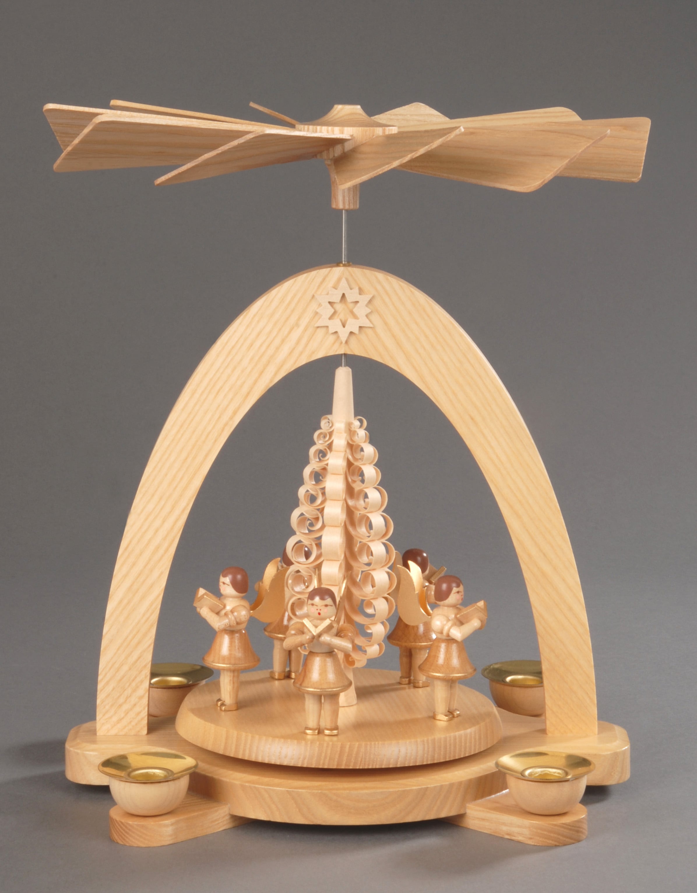 Albin Preissler Weihnachtspyramide »5 Engel mit Spanbaum, Weihnachtsdeko«,  (1 St.), Handwerkskunst aus dem Erzgebirge commander en ligne