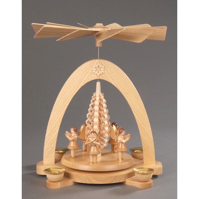 Albin Preissler Weihnachtspyramide »5 Engel mit Spanbaum, Weihnachtsdeko«,  (1 St.), Handwerkskunst aus dem Erzgebirge commander en ligne