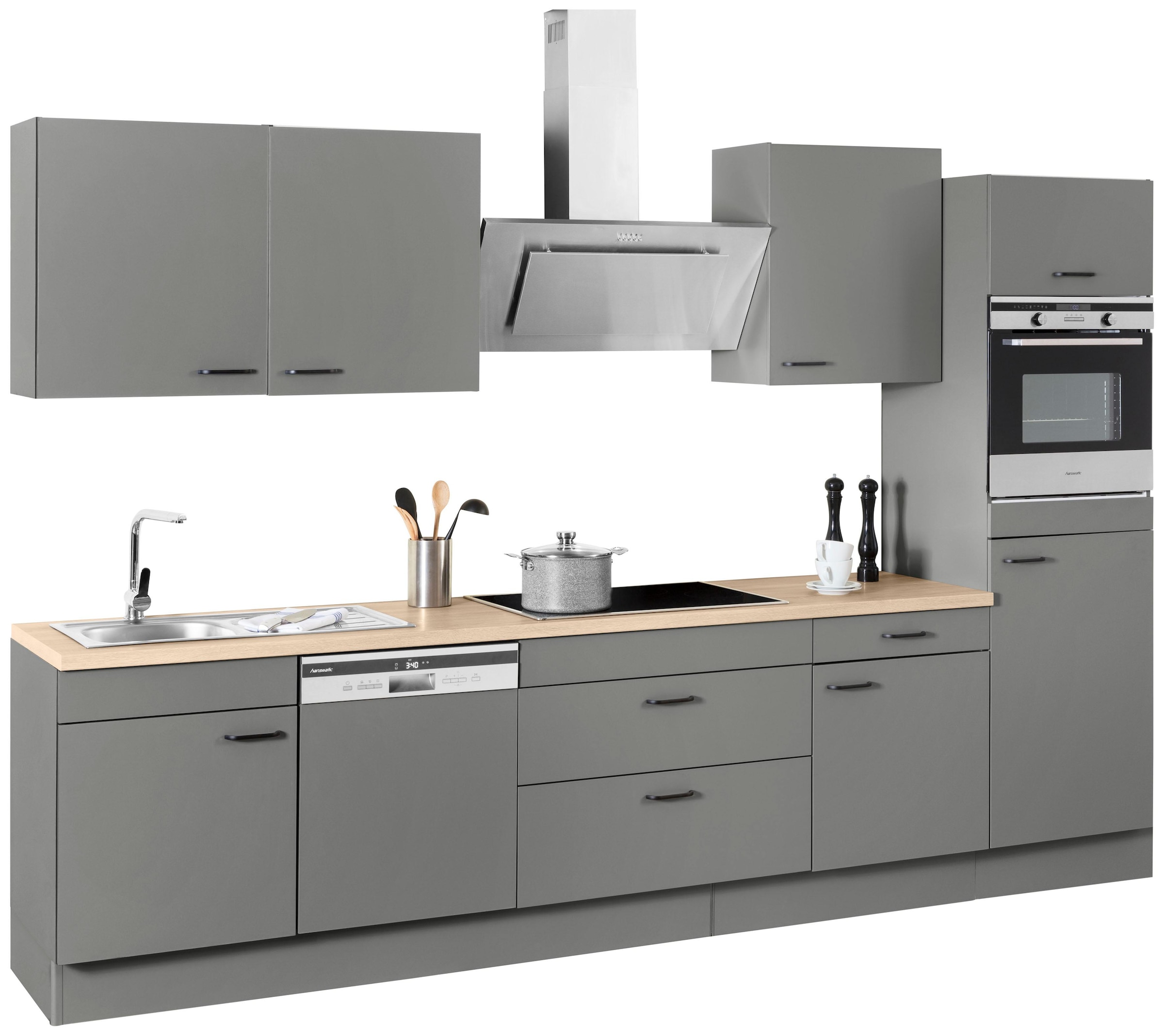 OPTIFIT Küchenzeile »Elga«, Premium-Küche, Soft-Close-Funktion, grossen Vollauszügen, Breite 330 cm