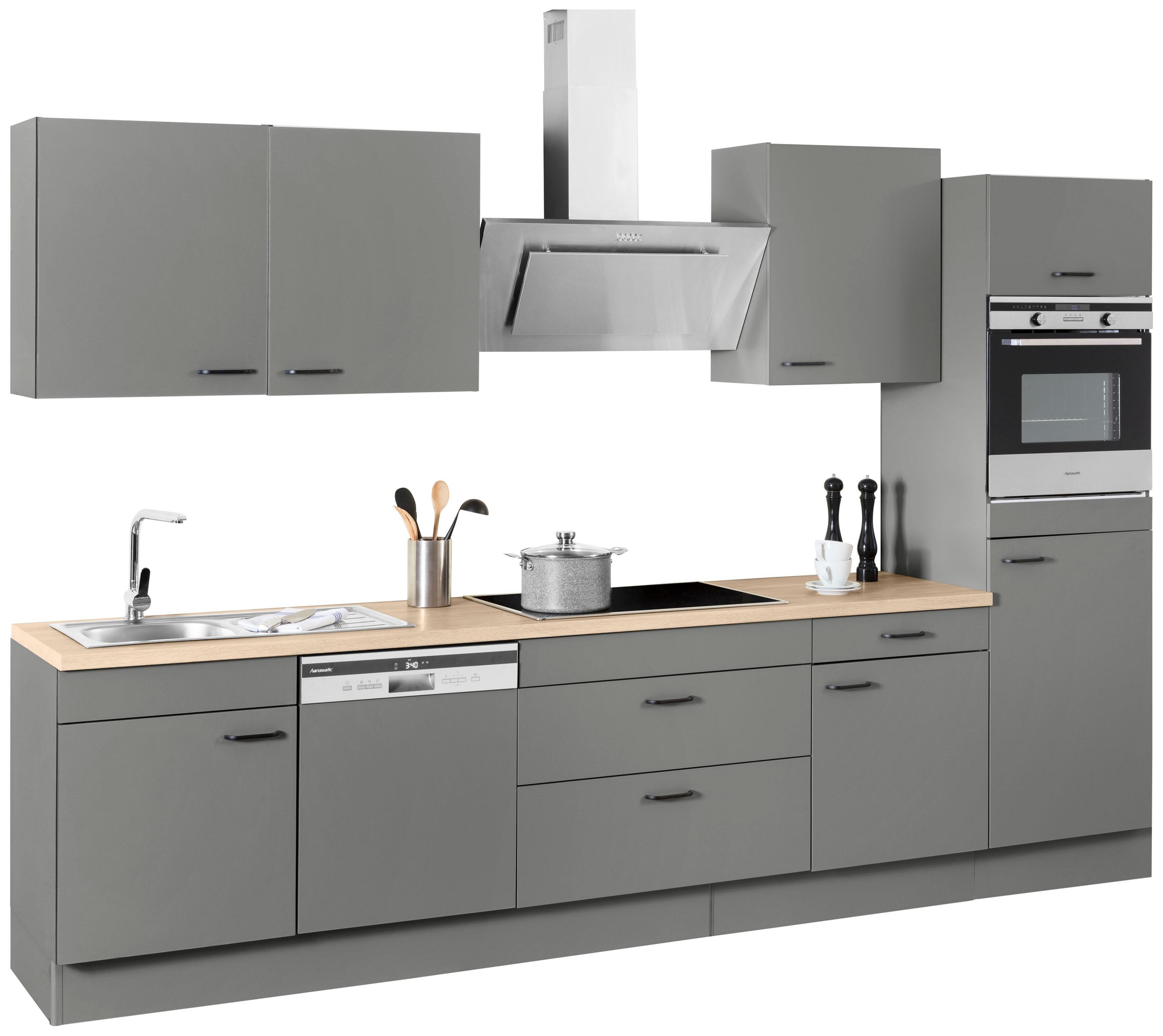 OPTIFIT Küchenzeile "Elga" Premium-Küche, Soft-Close-Funktion, großen Vollauszügen, Breite 330 cm
