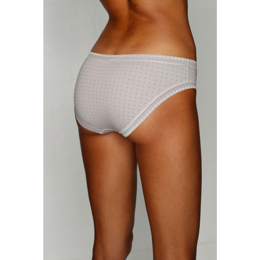 LASCANA Bikinislip, (Packung, 3 St.), aus elastischer Baumwolle mit weicher Spitze
