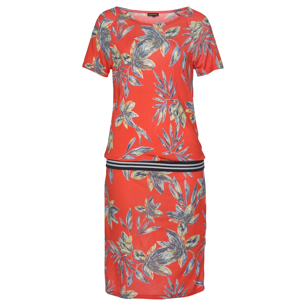 LASCANA Strandkleid, mit Alloverprint, kurzes T-Shirtkleid, Sommerkleid