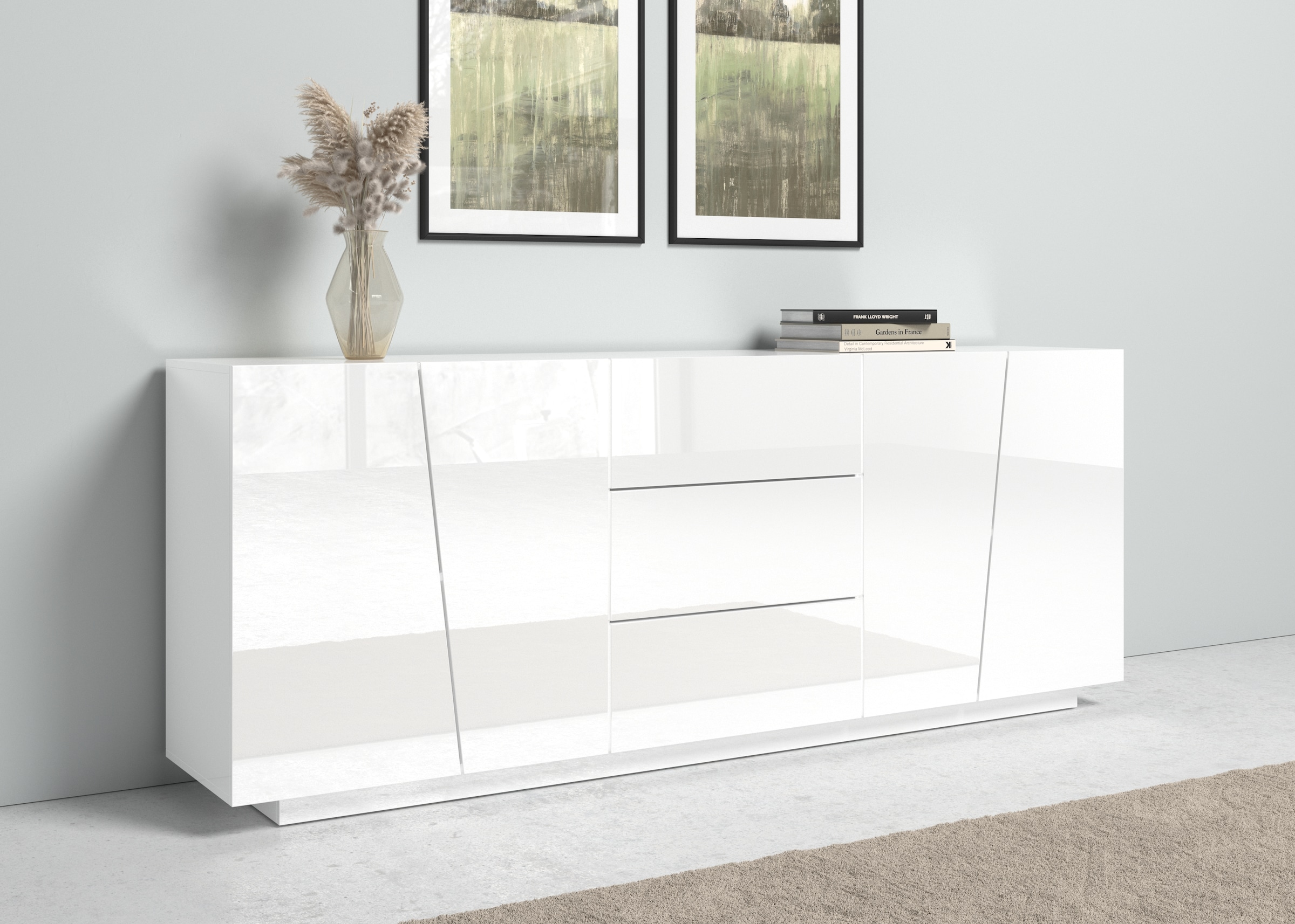 Home Affaire Weiß Hochglanz Sideboard "Vega" Breite 220 Cm