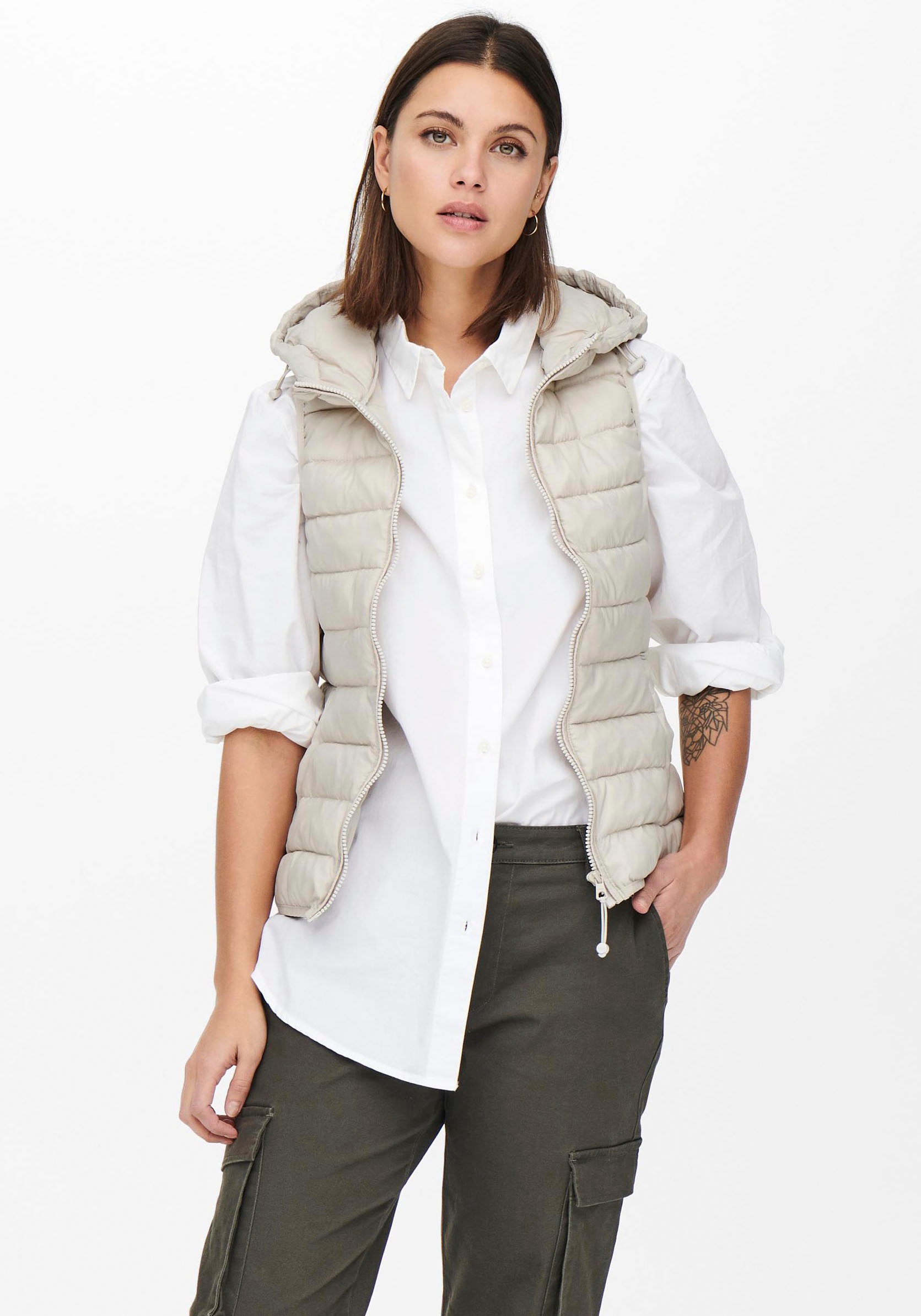 ONLY Steppweste »ONLNEWTAHOE HOOD WAISTCOAT OTW NOOS« mit Kapuze
