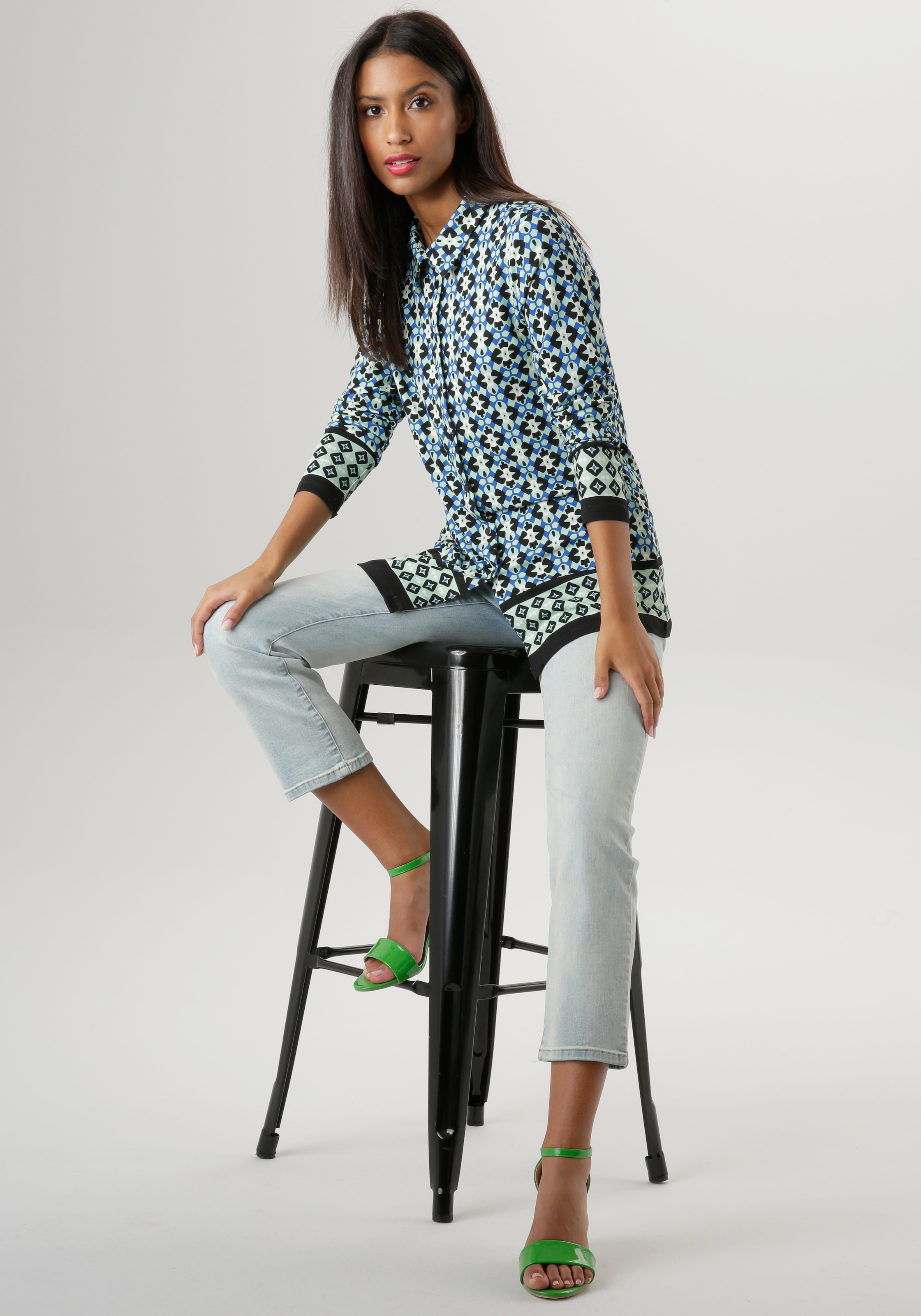Aniston SELECTED Hemdbluse, in elastischer online Jerseyqualität | bestellen NEUE Jelmoli-Versand KOLLEKTION 