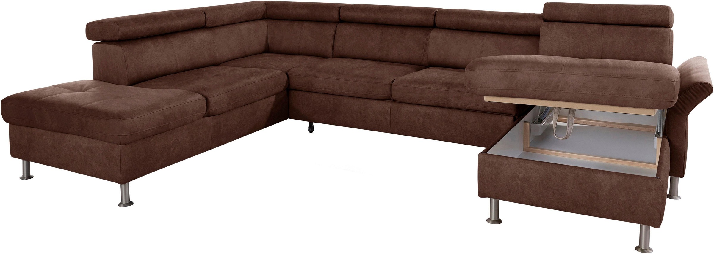 exxpo - sofa fashion Wohnlandschaft »Maretto, bequem und komfortabel, aufwendige Sitzsteppung, U-Form«, inkl. Kopfteilverstellung für mehr Sitzkomfort, wahlweise Bettfunktion