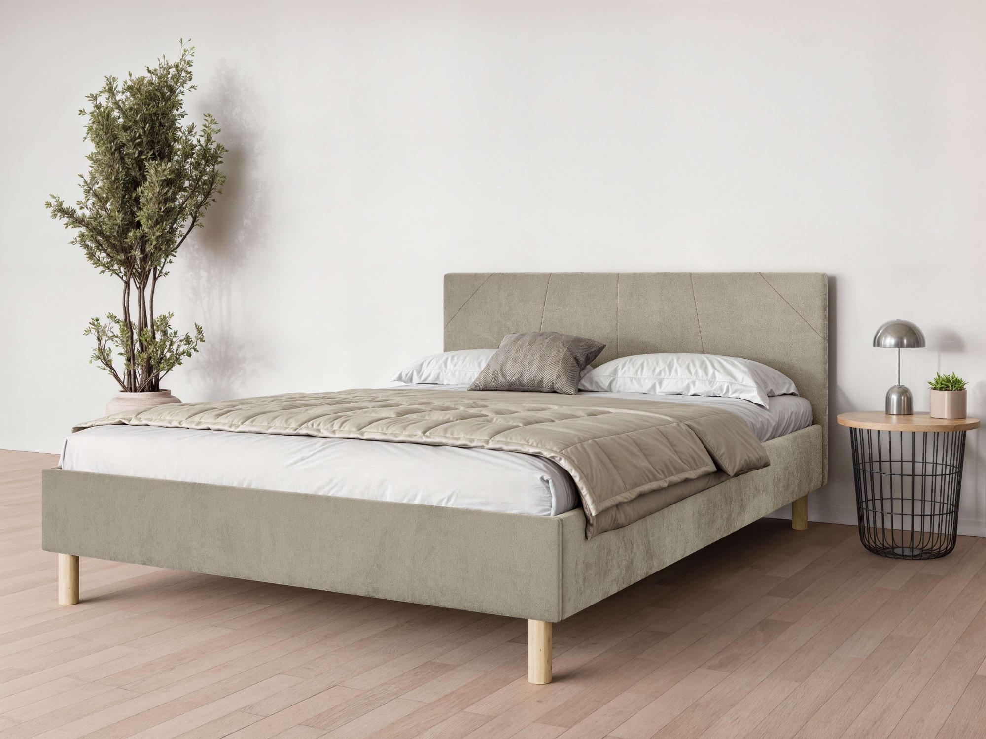 andas Polsterbett "Albybyn, Bettgestell mit Kopfteil und Lattenrost, in 2 Breiten" ohne Bettkasten und Matratze, in 2 Breiten- 140 und 160 cm