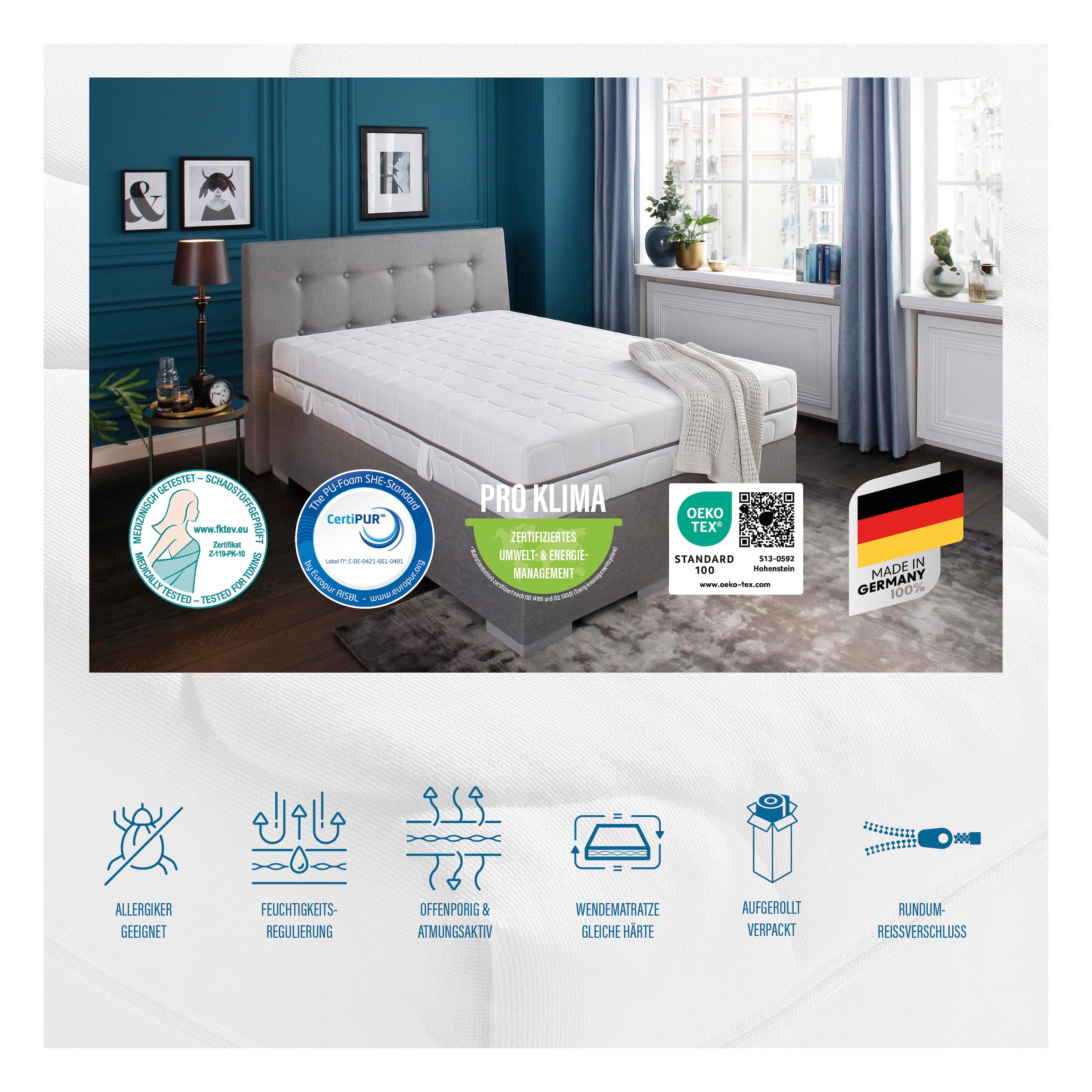 Beco Komfortschaummatratze »Grand Master, Matratze in 90x200 cm und weiteren Grössen erhältlich«, 26 cm hoch, Raumgewicht: 26 kg/m³, (1 St.), in 3 Härtegrade, Schlafen wie im Luxushotel zum Sensationspreis