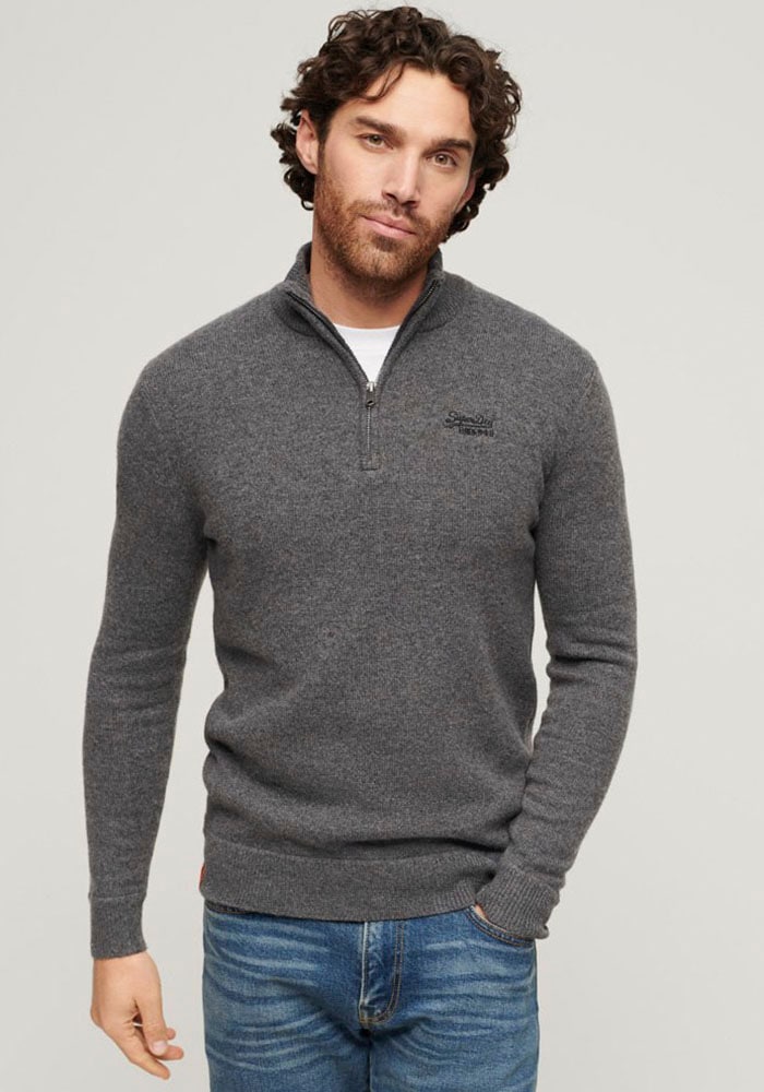 Superdry Strickpullover »ESSENTIAL EMB KNIT HALF ZIP«