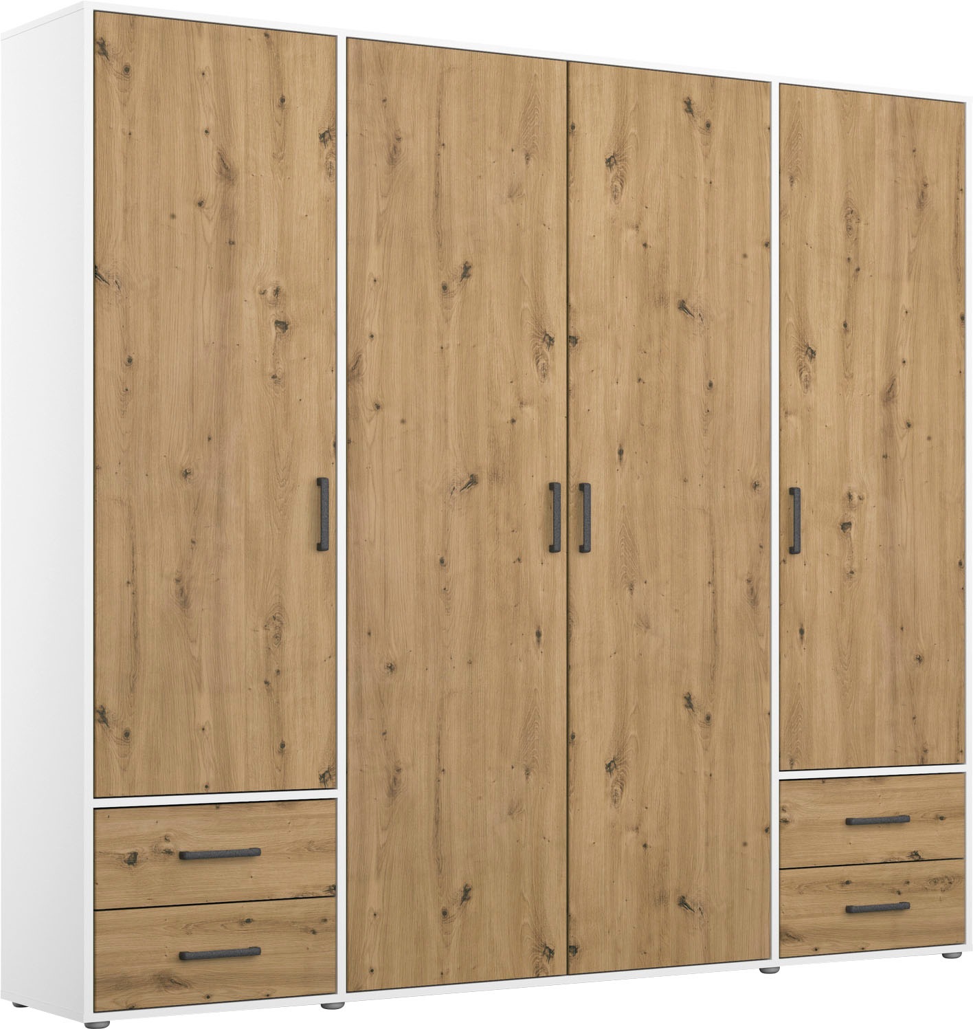 rauch Drehtürenschrank "Kleiderschrank Schrank Garderobe Wäscheschrank VOYAGER" in 3 verschiedenen Ausstattungen BASIC/CLASSIC/PREMIUM, mit 2 modernen Griffvarianten, mit Außenschubladen MADE IN GERMANY