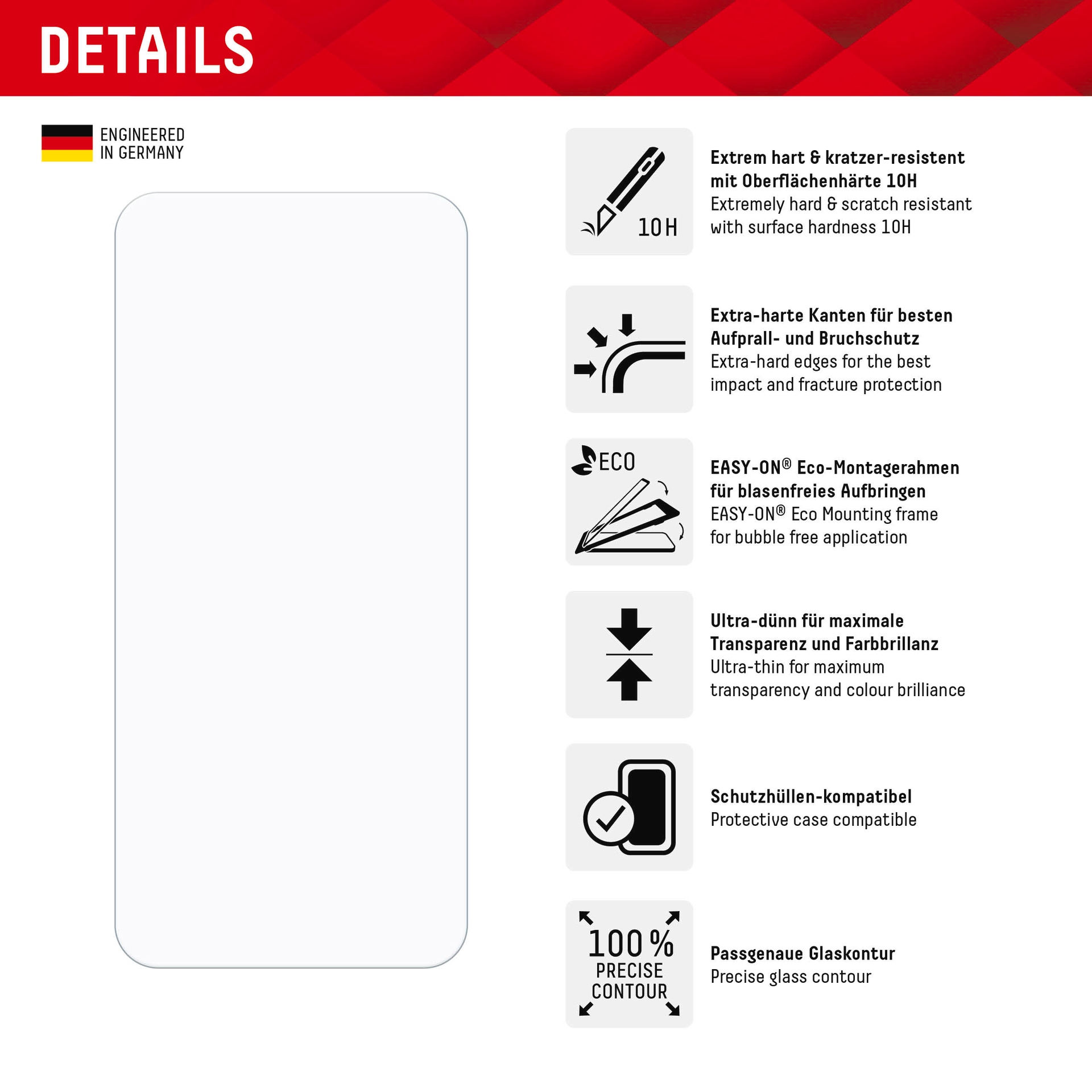 Displex Displayschutzglas »Real Glass«, für Xiaomi 14, (1 St.), Bildschirmschutz, Displayschutzfolie,Einfach anbringen,kratz-&stossfest