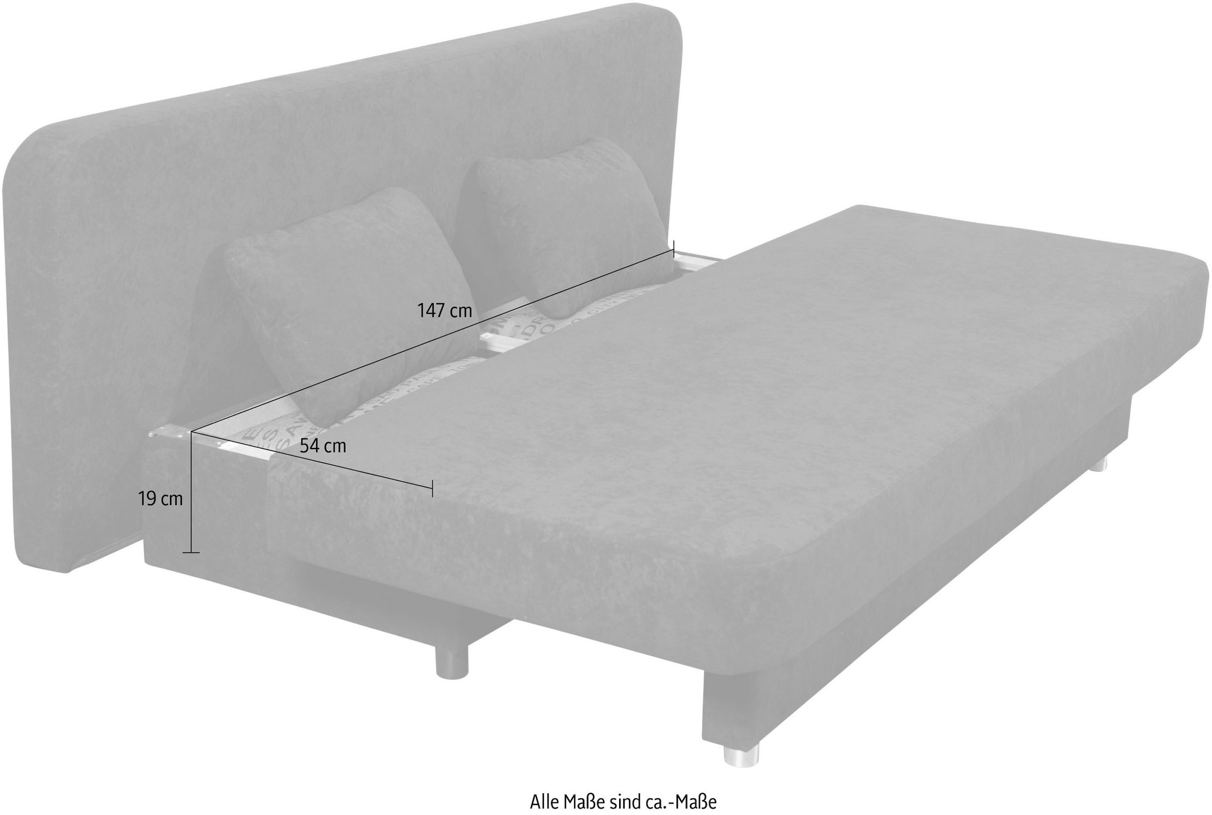 COLLECTION AB Schlafsofa »Ulla inkl. Bettfunktion und Bettkasten«, Schlafsofa,Bettfunktion,Bettkasten,inkl. Rückenkissen,Armlehnekissen