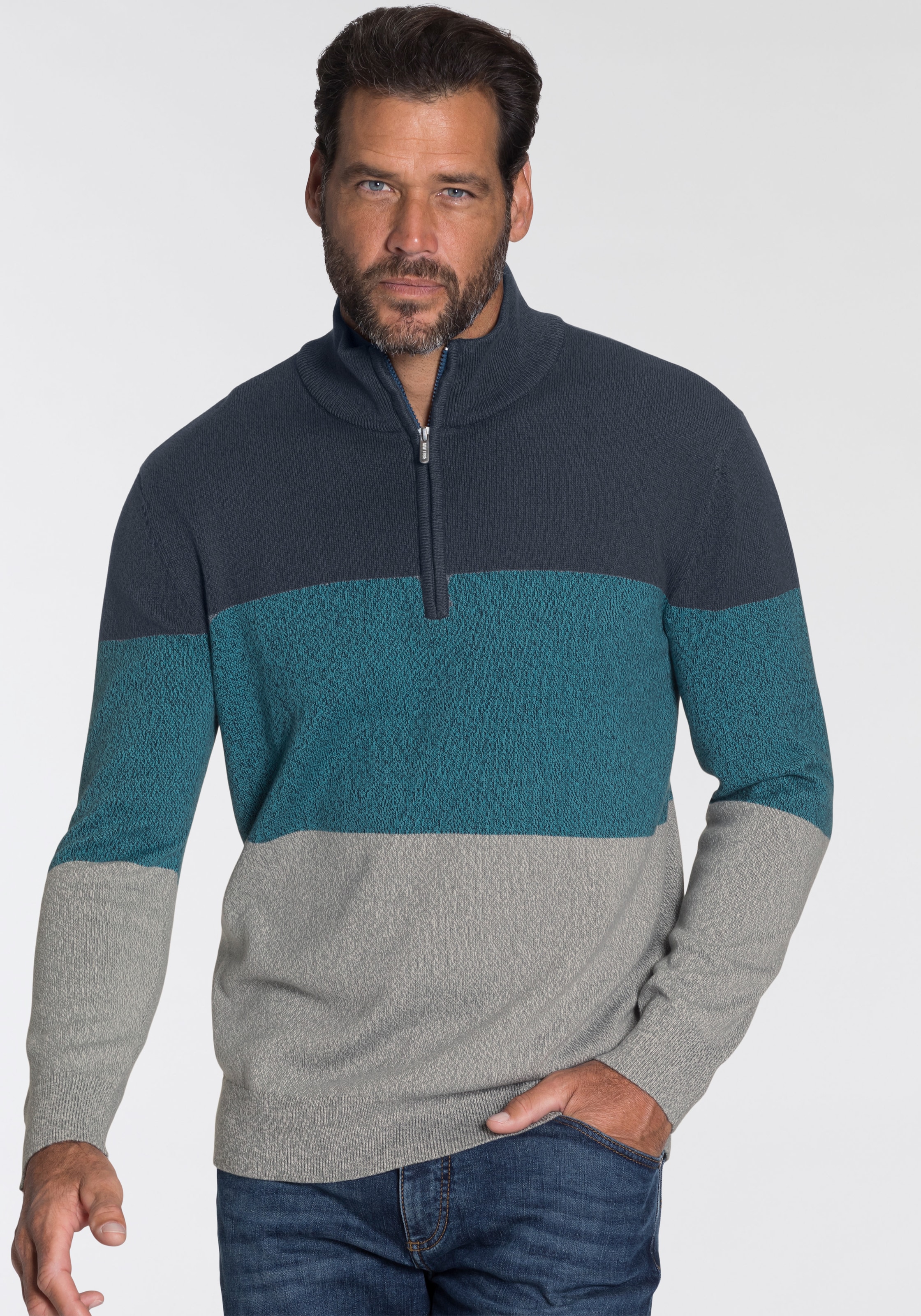 Man's World Troyer »Bis Grösse 5 XL« mit Blockstreifen