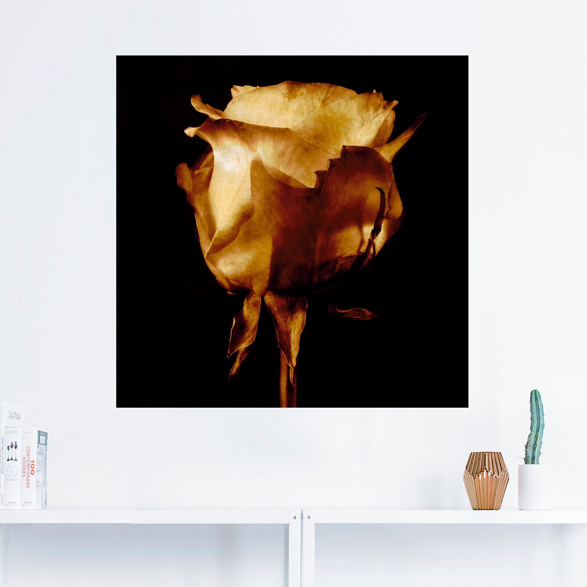 Artland Wandbild »Vergoldete Rose«, Blumen, (1 St.), als Leinwandbild, Poster in verschied. Grössen