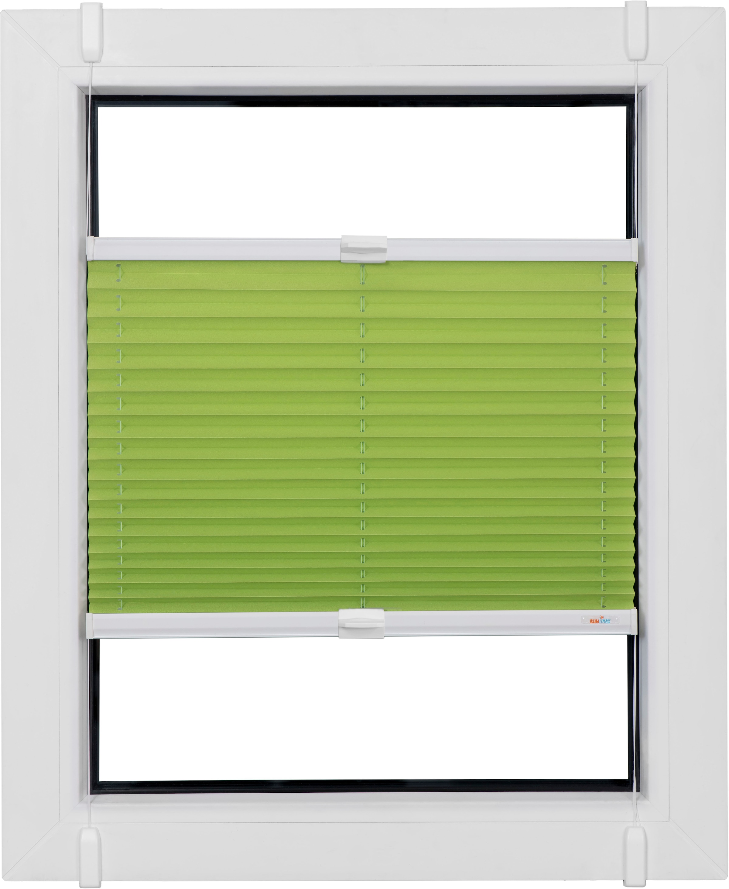 sunlines Plissee »One Size Style Crepe«, blickdicht, ohne Bohren, verspannt, Zubehörfarbe weiss, zum Klemmen