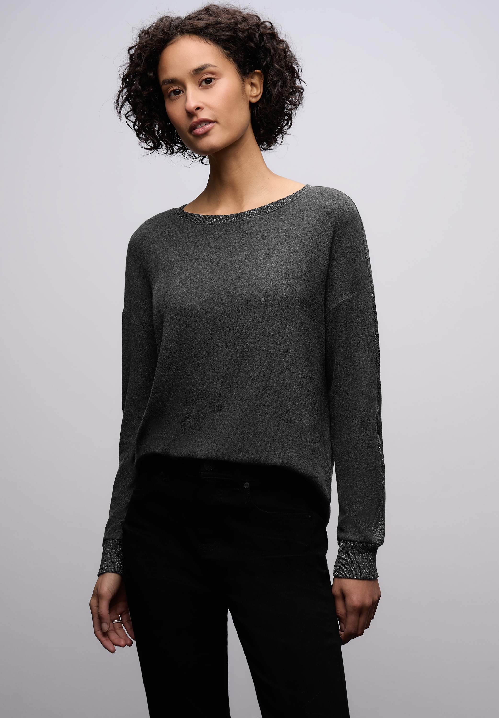 STREET ONE Langarmshirt mit Glitzerdetails