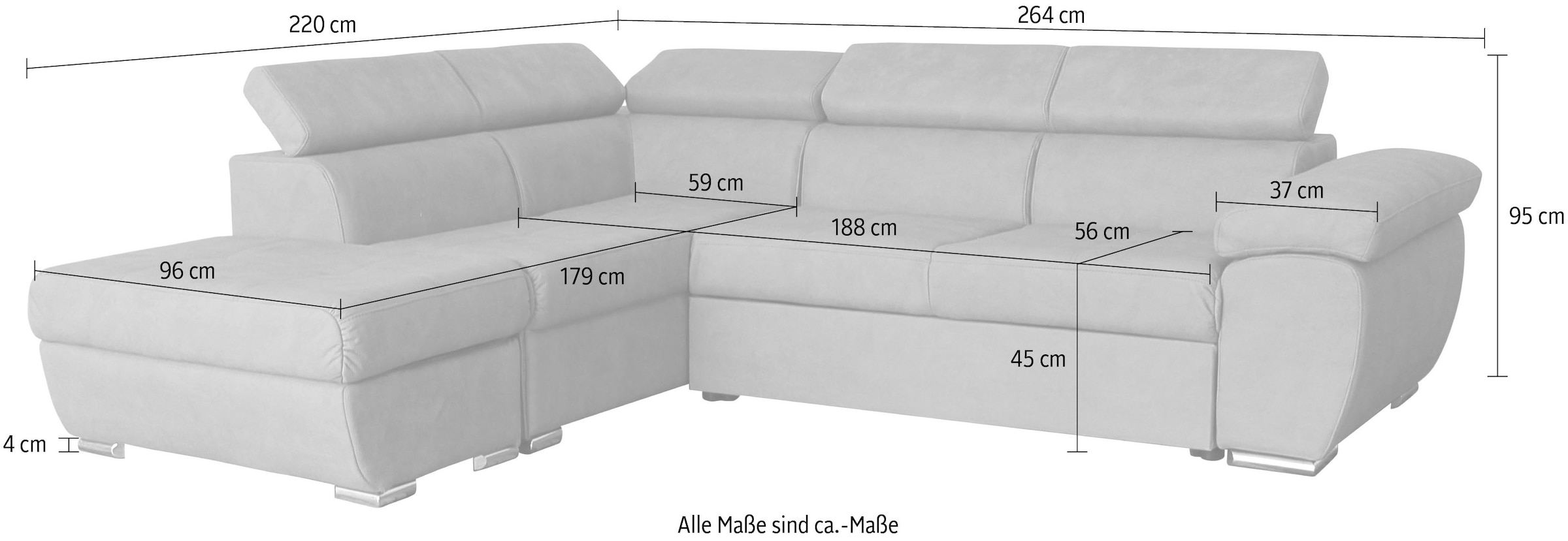 GEPADE Ecksofa »Fina, L-Form«, mit Schlaffunktion, verstellbaren Kopfstützen und Stauraum
