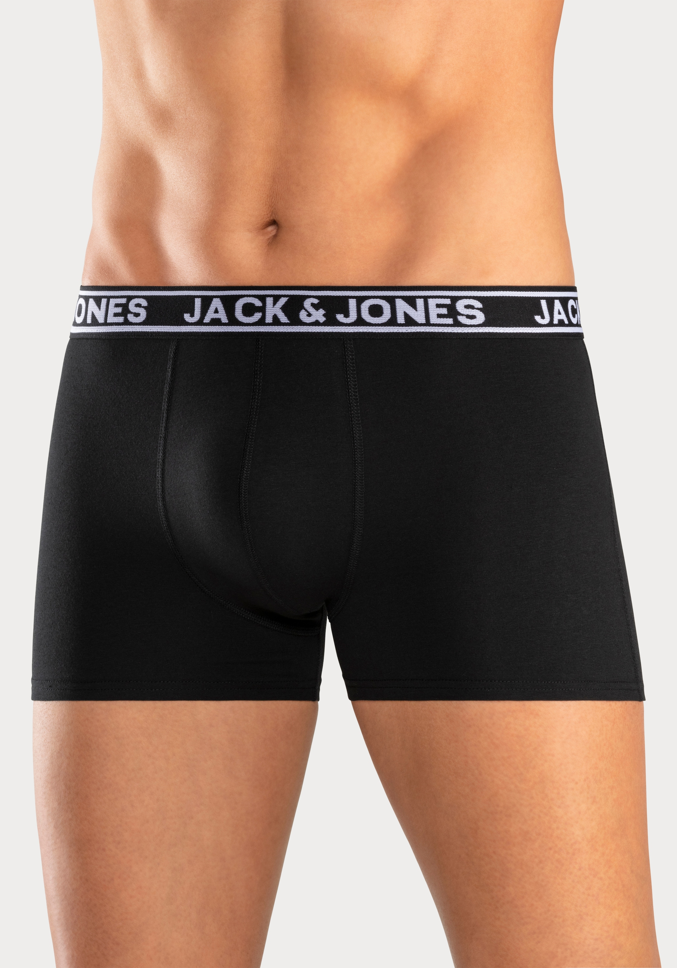 Jack & Jones Trunk »JACCRISP im 6er Pack mit Logobund und Stretchkomfort«, (Packung, 6 St.), unifarben mit Farbeinsatz, modisch, eng anliegend, Baumwollmischung